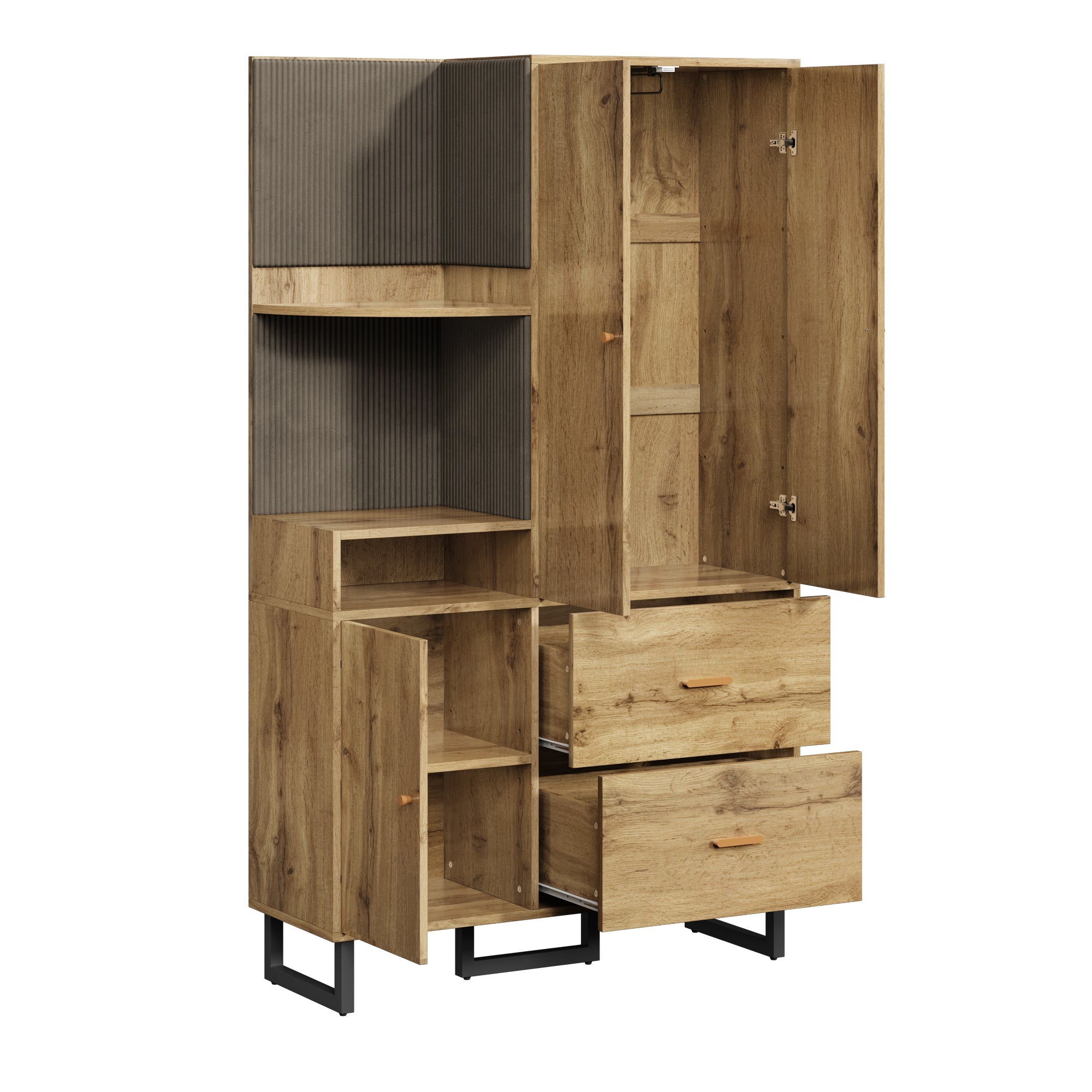 Logidon compacte kledingkast gewatteerde panelen 110 x 186 x 38 cm houtlook