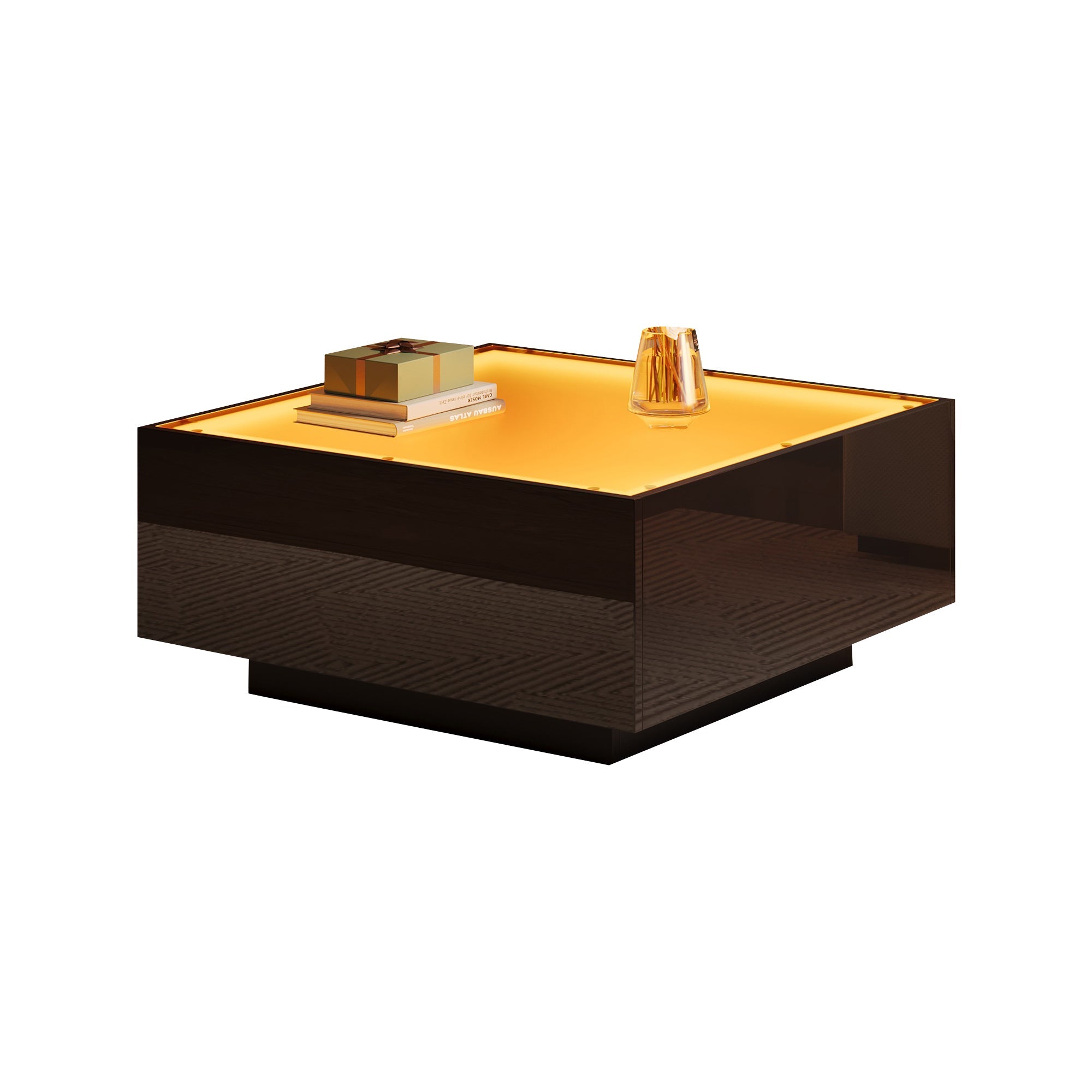 Logidon salontafel 70x70 cm glazen tafelblad LED zwart