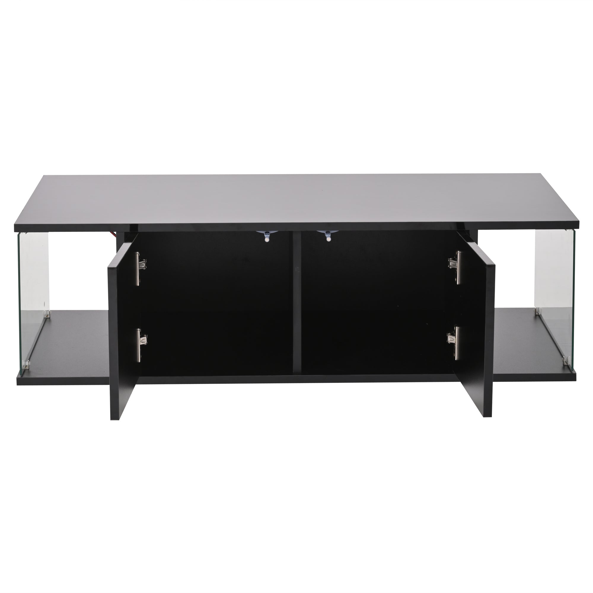 Logidon salontafel 100x50x30 cm zwart hoogglans LED 2 kasten