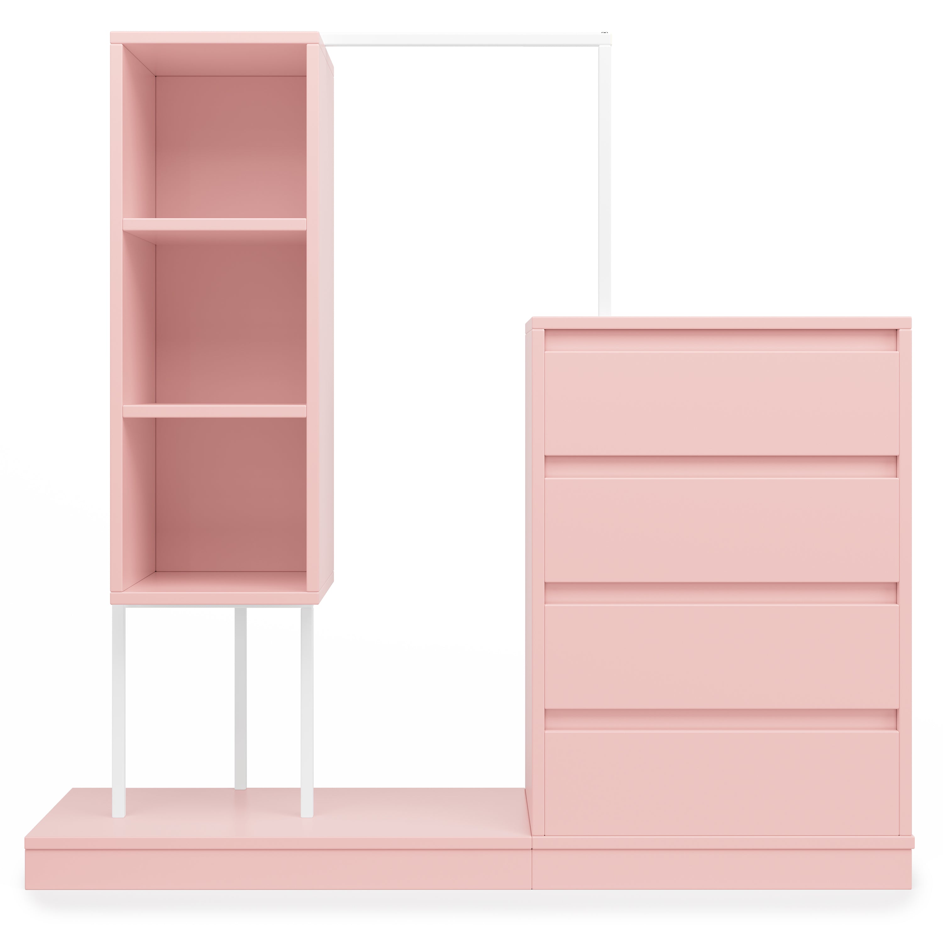 Logidon Kledingkast Roze 140x40x135 cm met lades en roede