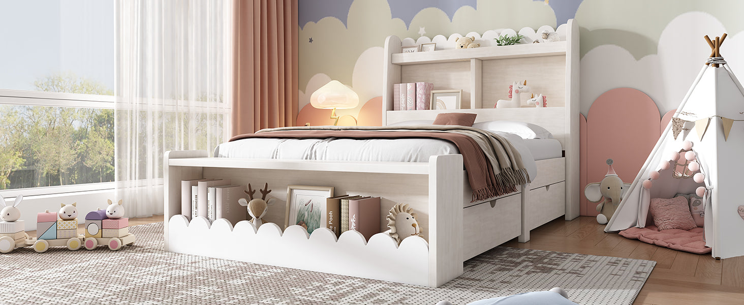 Logidon kinderbed 90x200 wit eiken opberglades