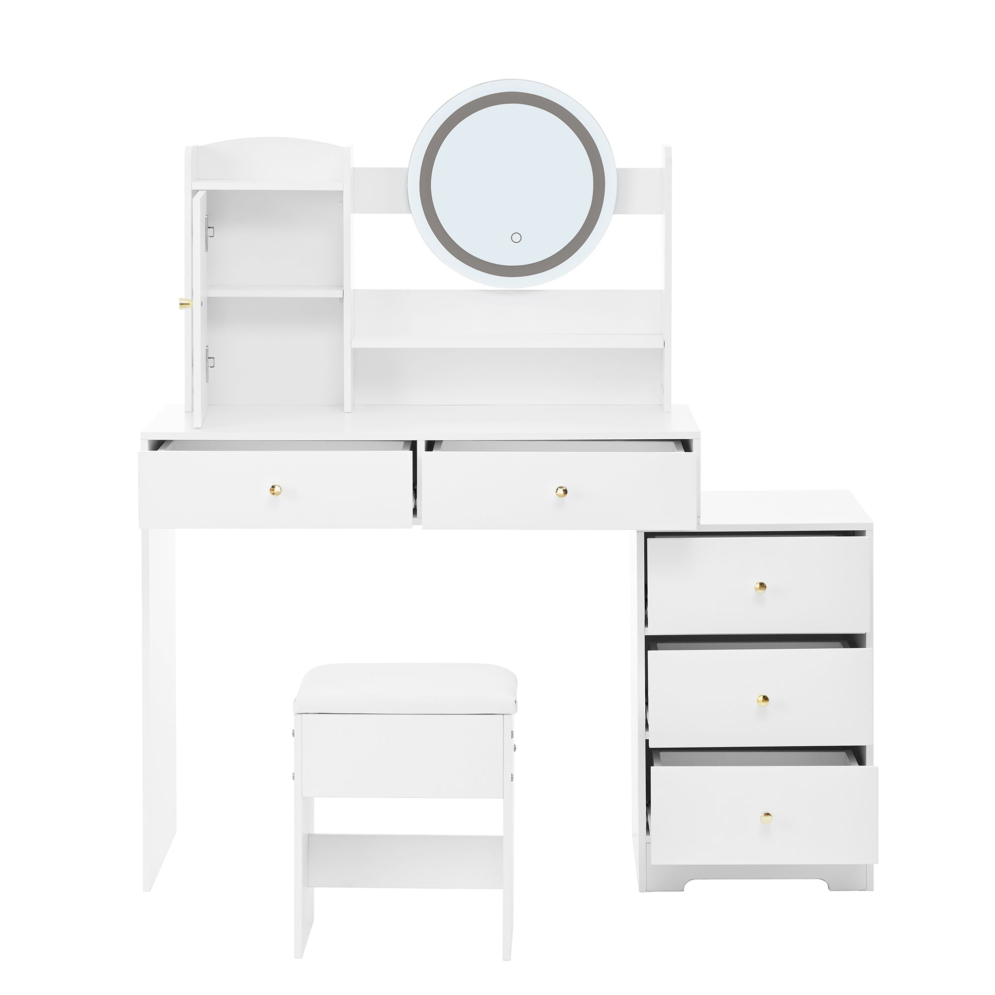 Logidon Grote Kaptafel Dimbaar LED Verlichting Wit 90x40x132 cm
