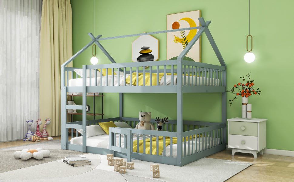 Logidon Kinderstapelbed 140x200 grijs met trap Loft Design