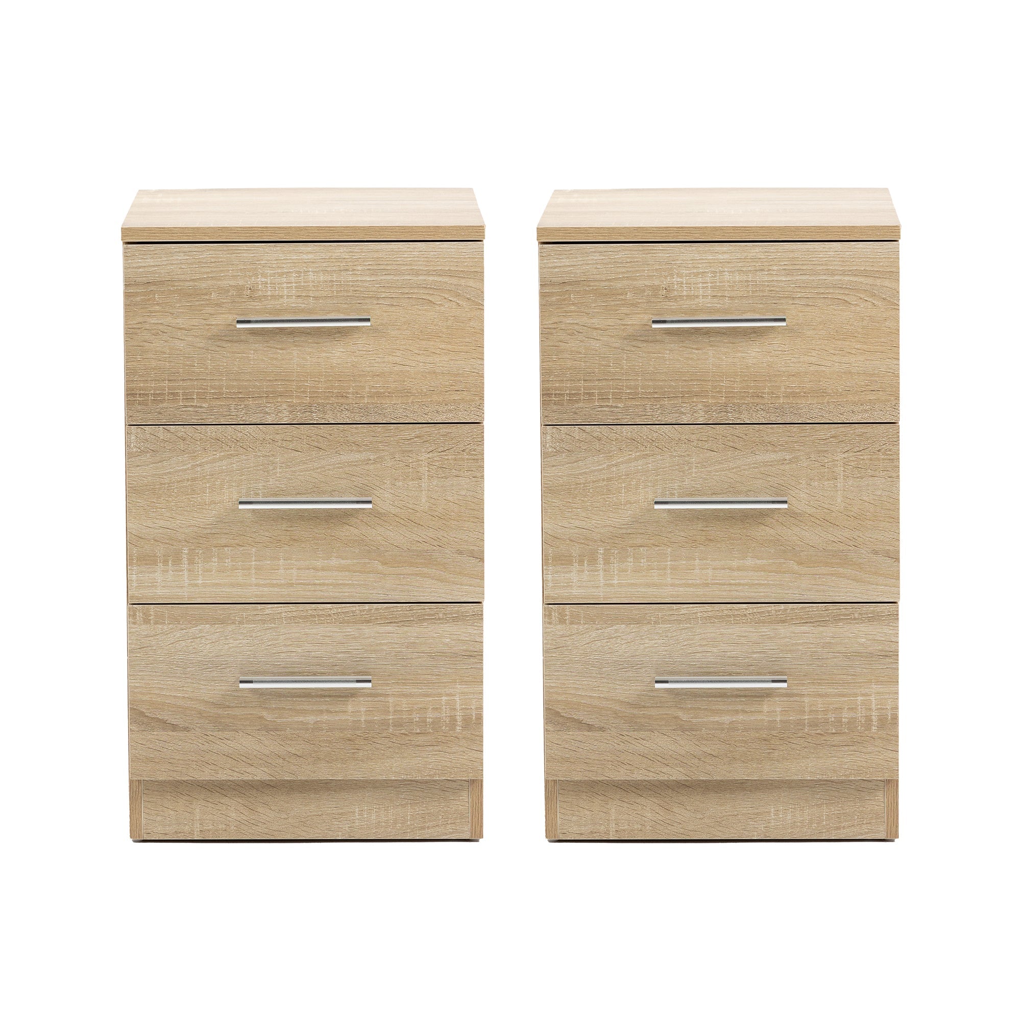 Logidon nachtkastjes set van 2 spaanplaat naturel 3 lades