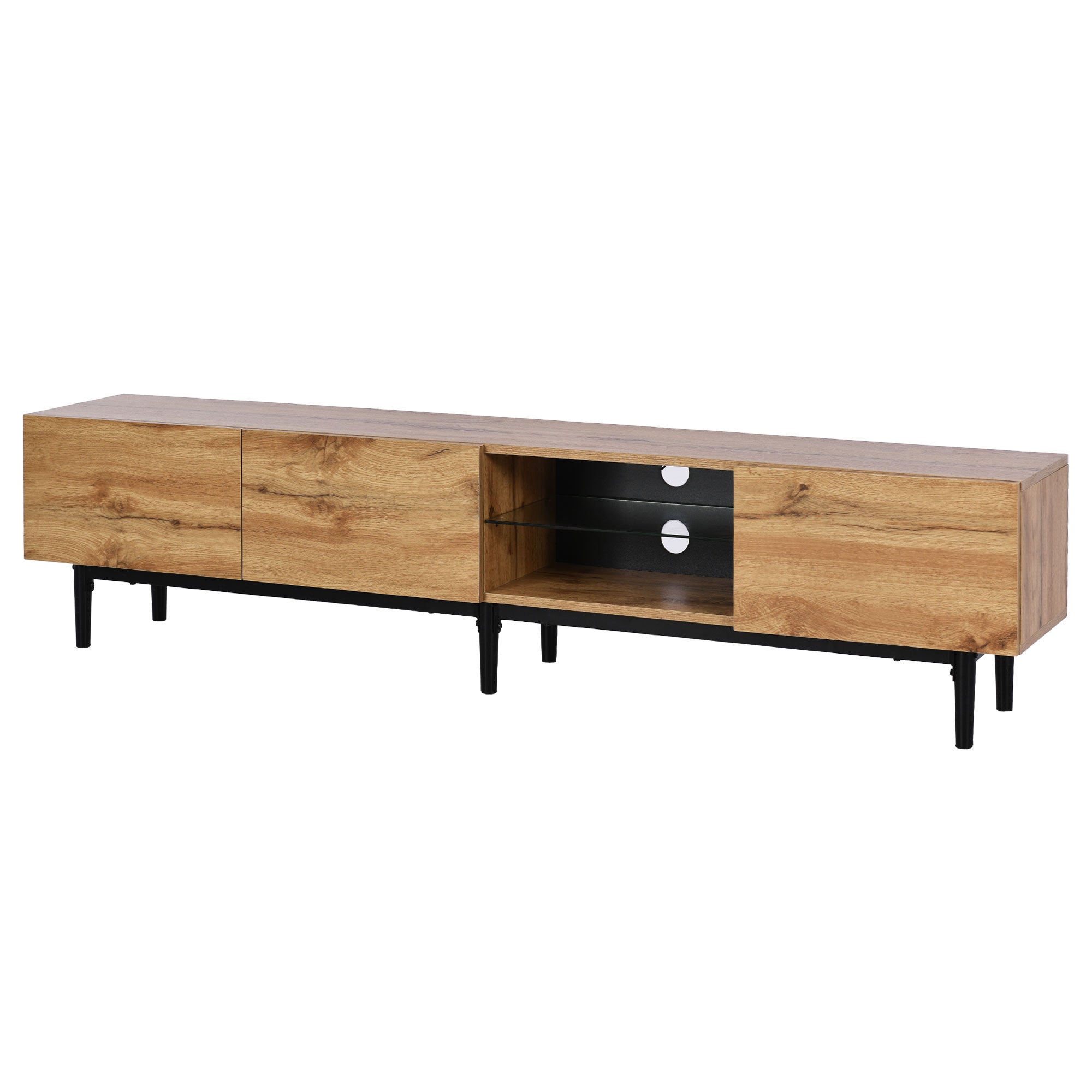 Logidon Modern TV-meubel eiken bruin MDF 175 cm LED-verlichting