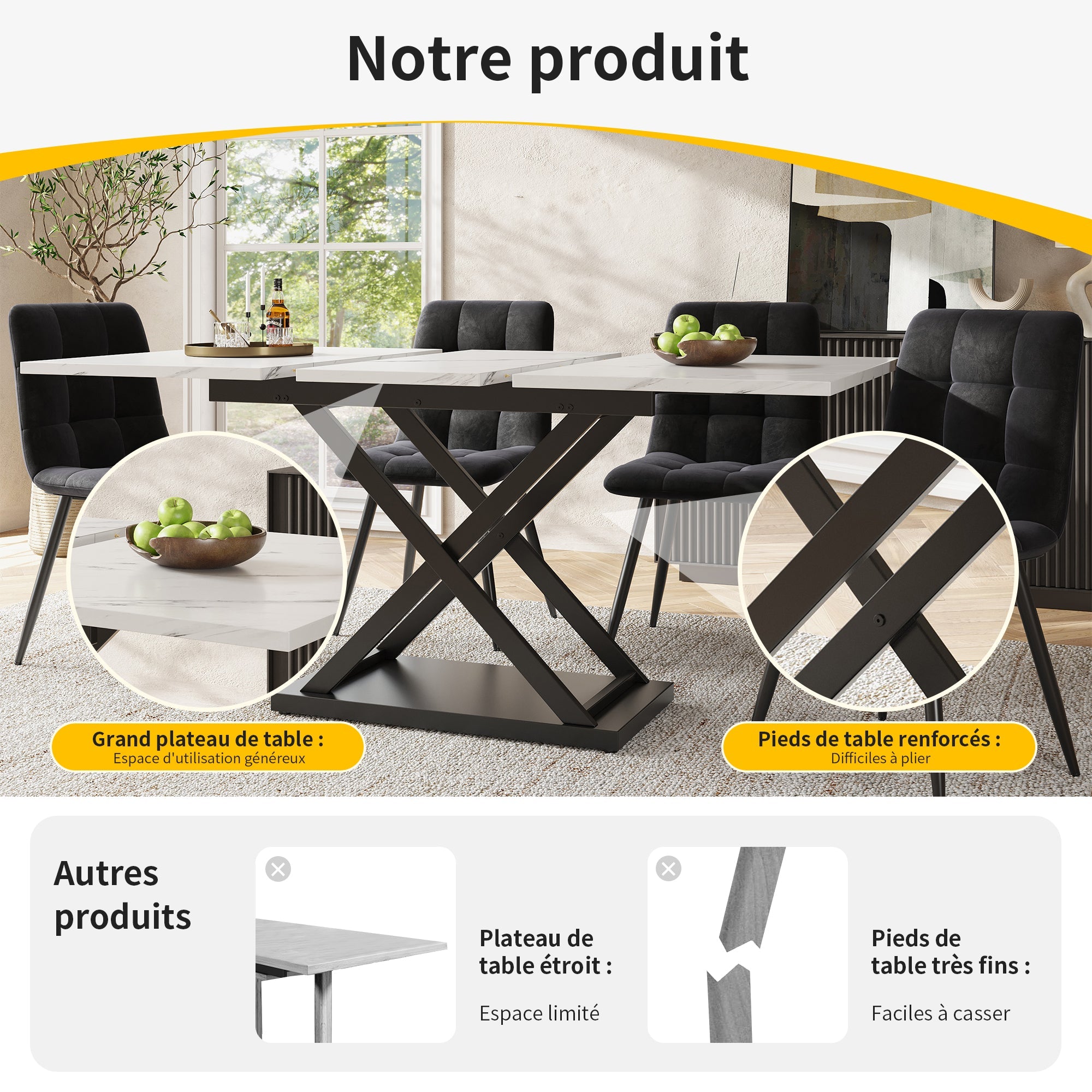 Logidon uitschuifbare eettafel 120-160 x 80 cm wit marmerlook