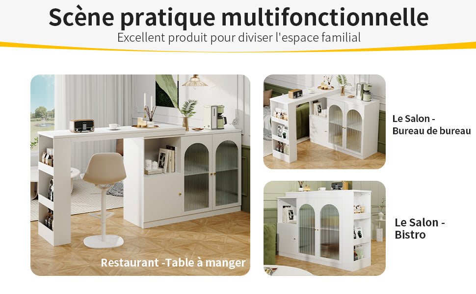 Logidon 360 graden draaibare bartafel 120x40x97 cm wit