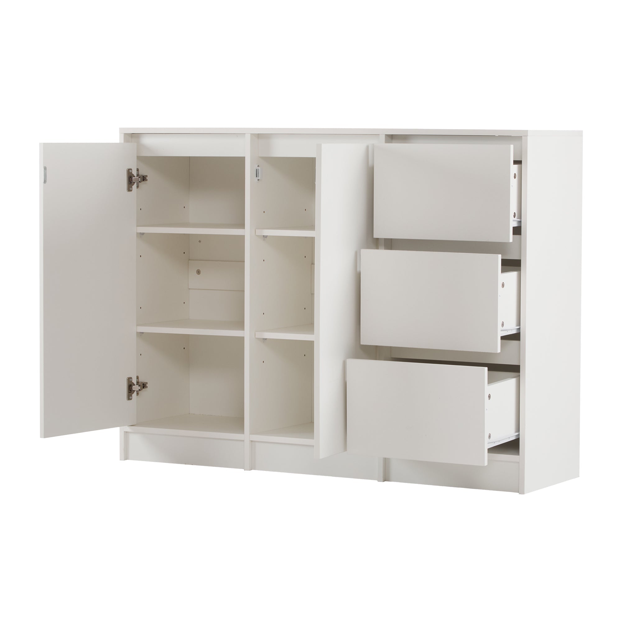 Logidon Modern Sideboard White 120x90x35 cm 2 Doors 3 Drawers