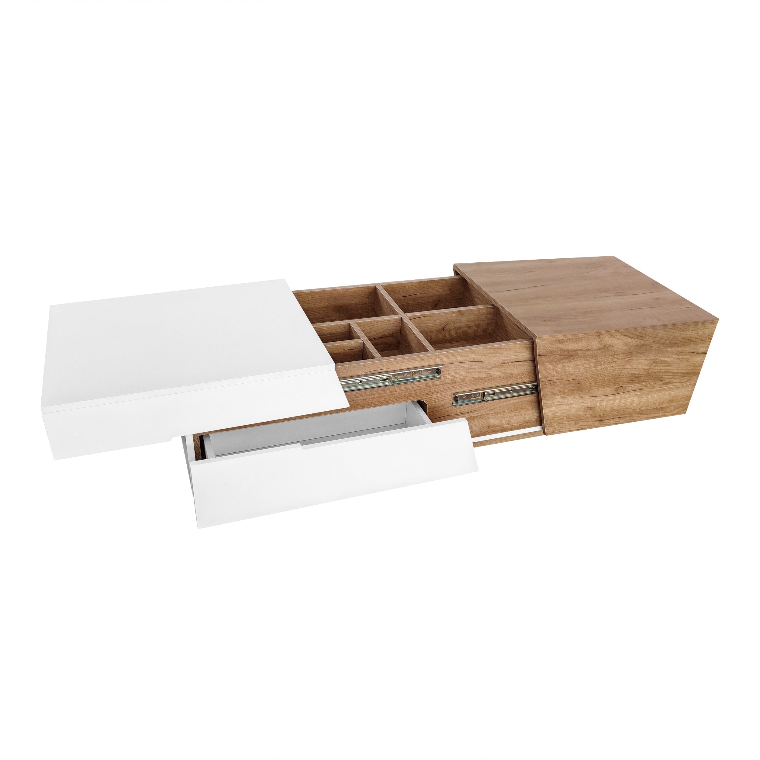 Logidon Uitschuifbare salontafel 120x50 natuurlijke lades kleurblokstructuur