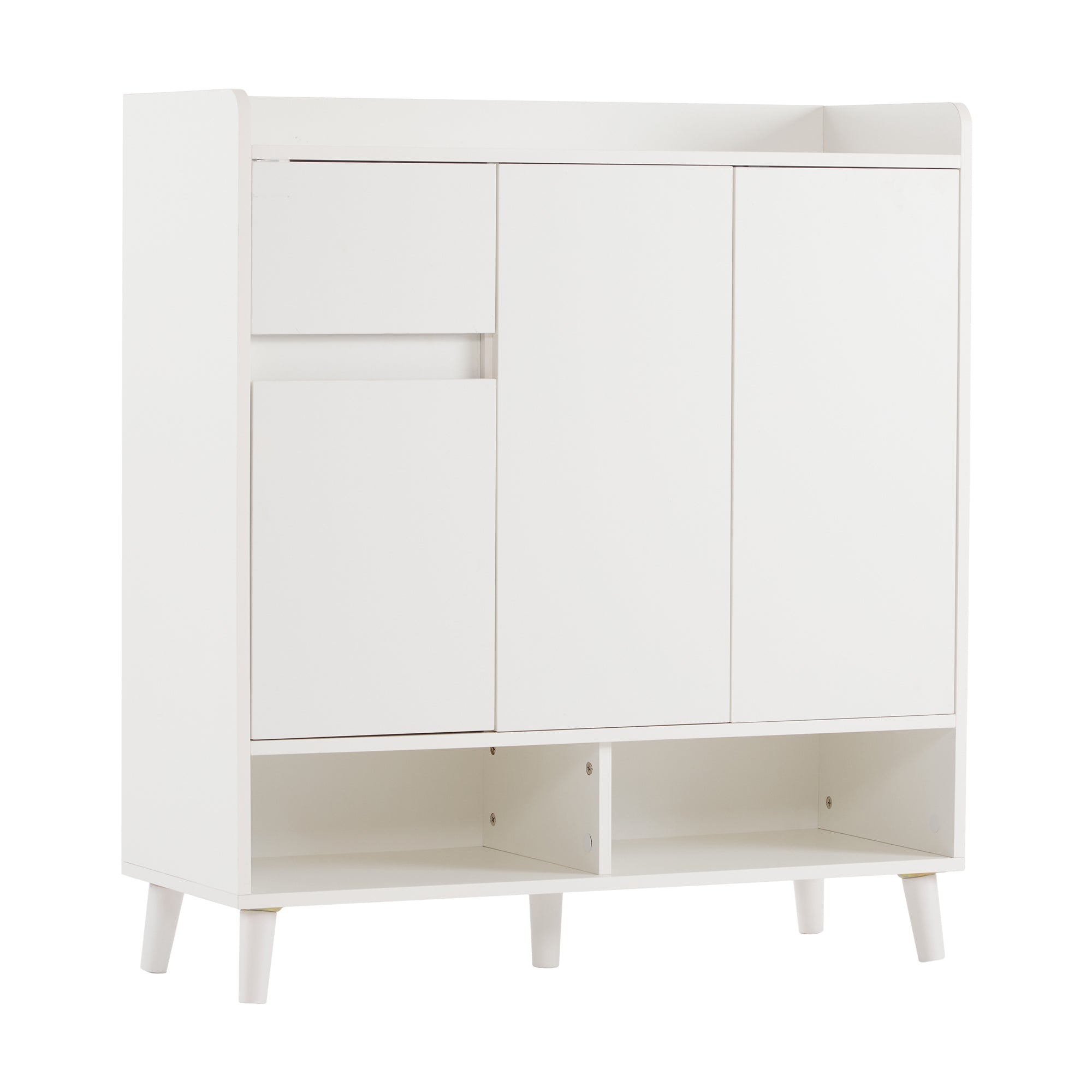 Logidon White Shoe Cabinet Chest of Drawers Adjustable Shelves 90x99x35 cm