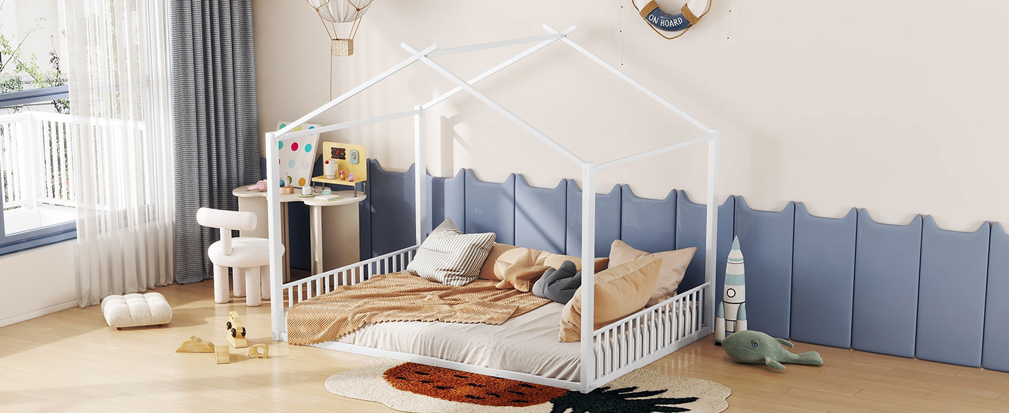 Logidon gestoffeerd bed 140x200 cm zonder matras Wit ijzeren framebed