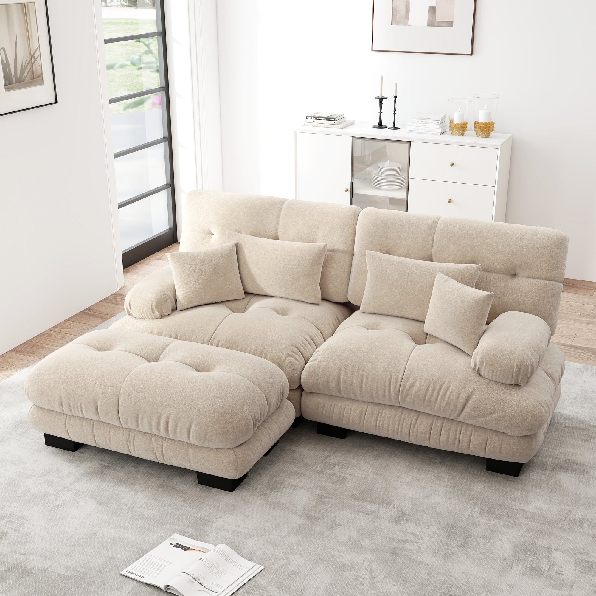 Logidon Cloud hoekbank 220x145 cm chenille lichtbruin