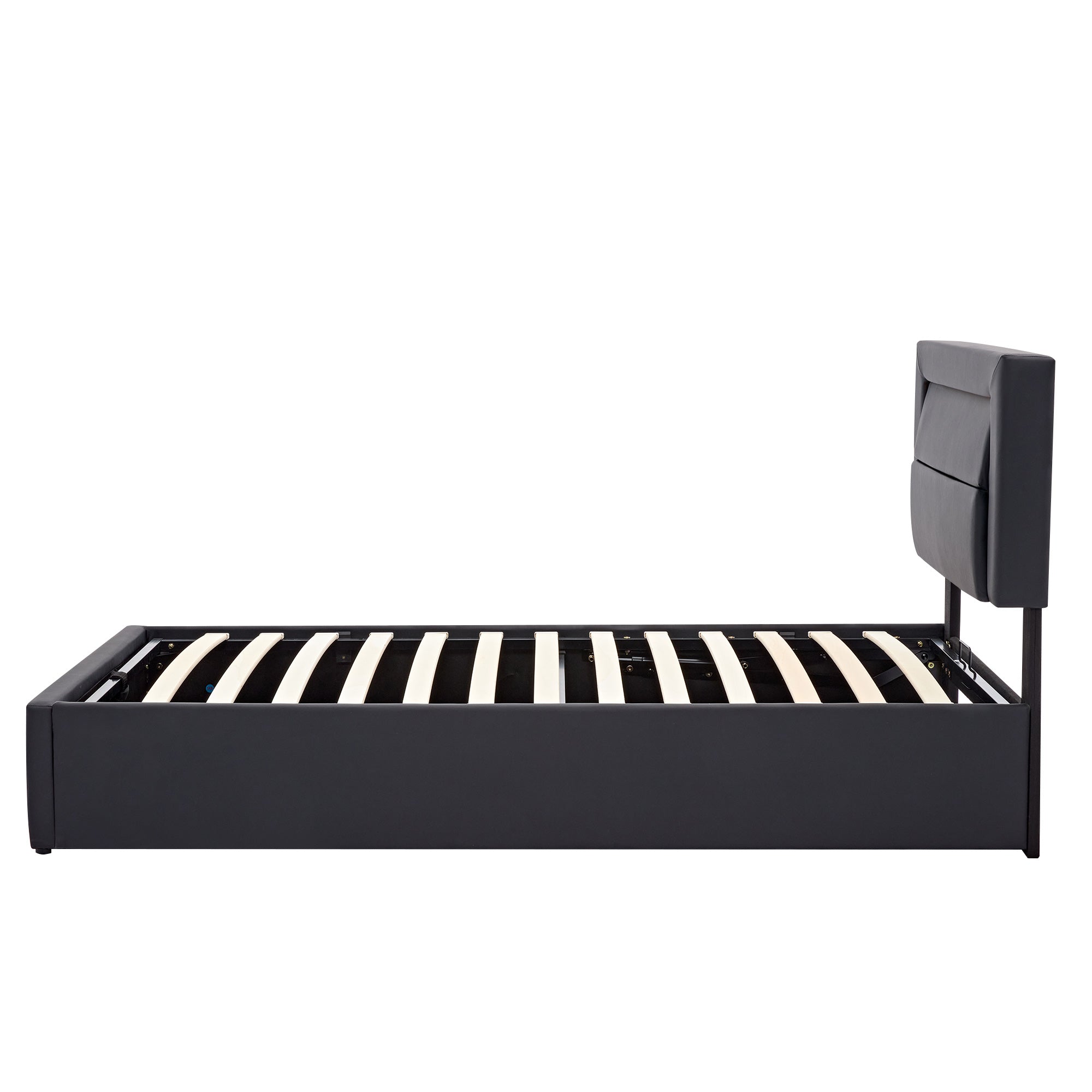 Logidon gestoffeerd bed 90x200 zwart USB-oplaadpoort LED-verlichting