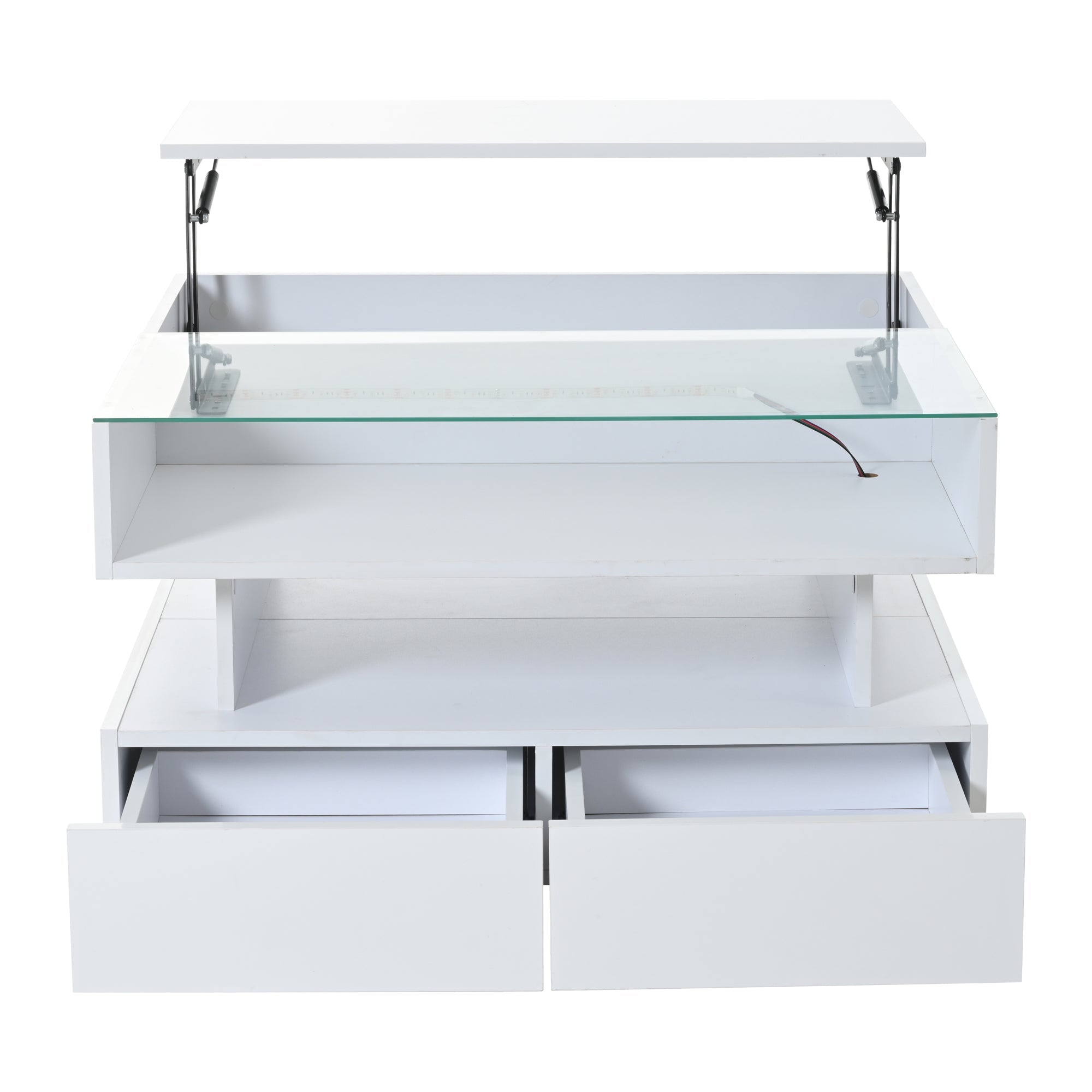 Logidon In hoogte verstelbare salontafel 80x80 cm witte LED opbergruimte