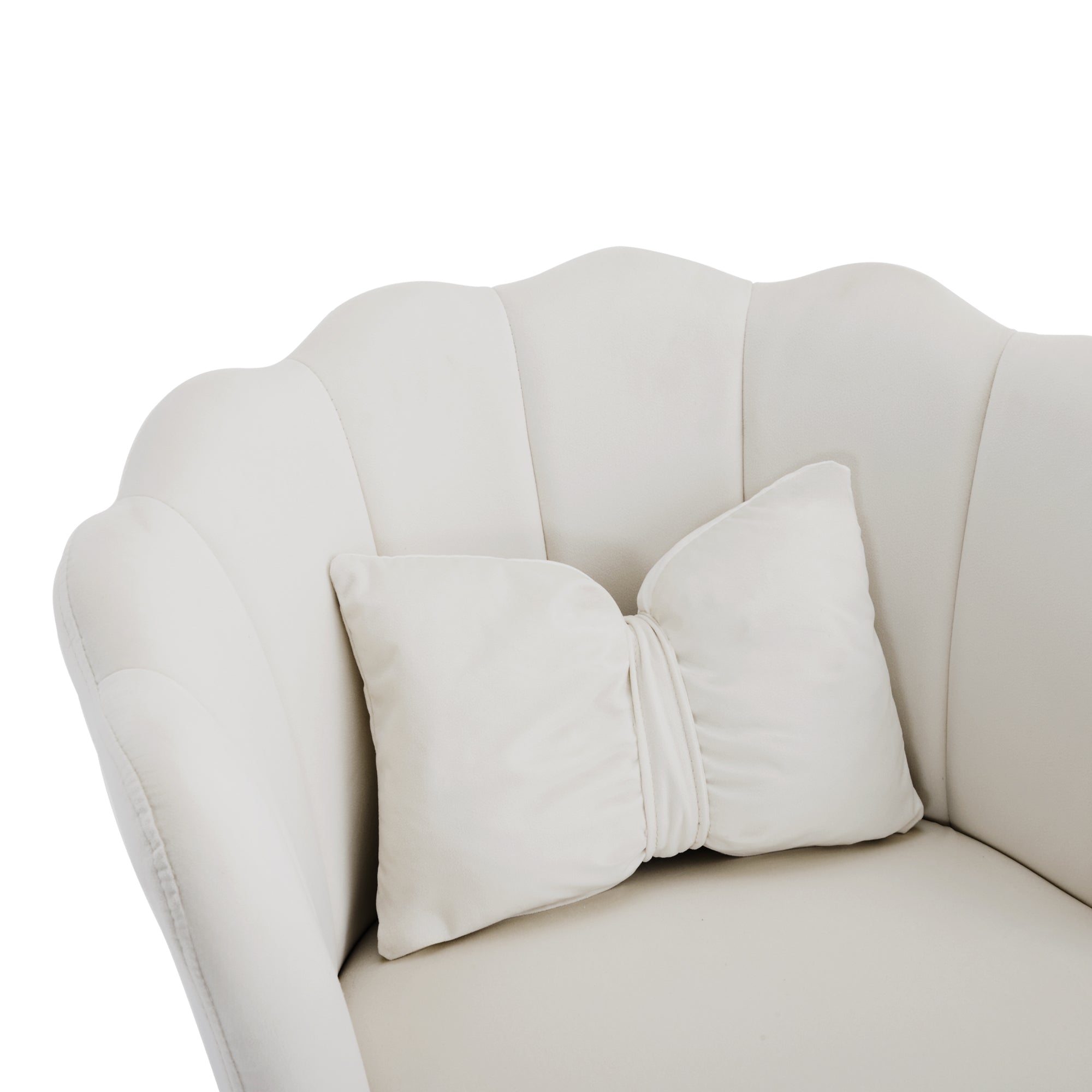 Logidon Moderne Fluwelen Fauteuil Beige Met Gouden Poten