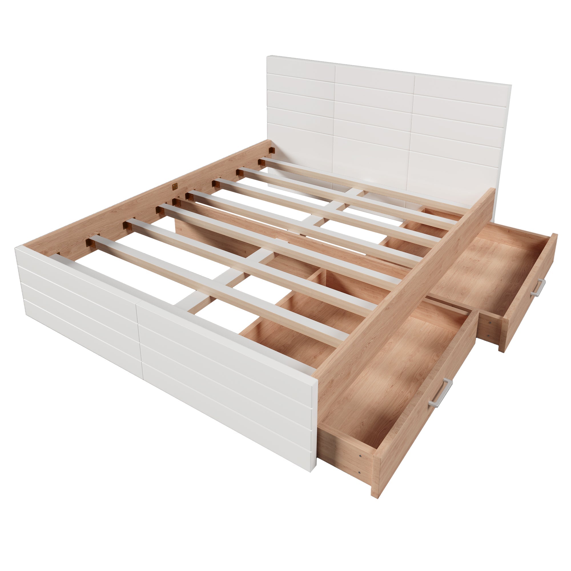 Logidon tweepersoonsbed 160x200 cm wit eiken met lattenbodem en 2 lades