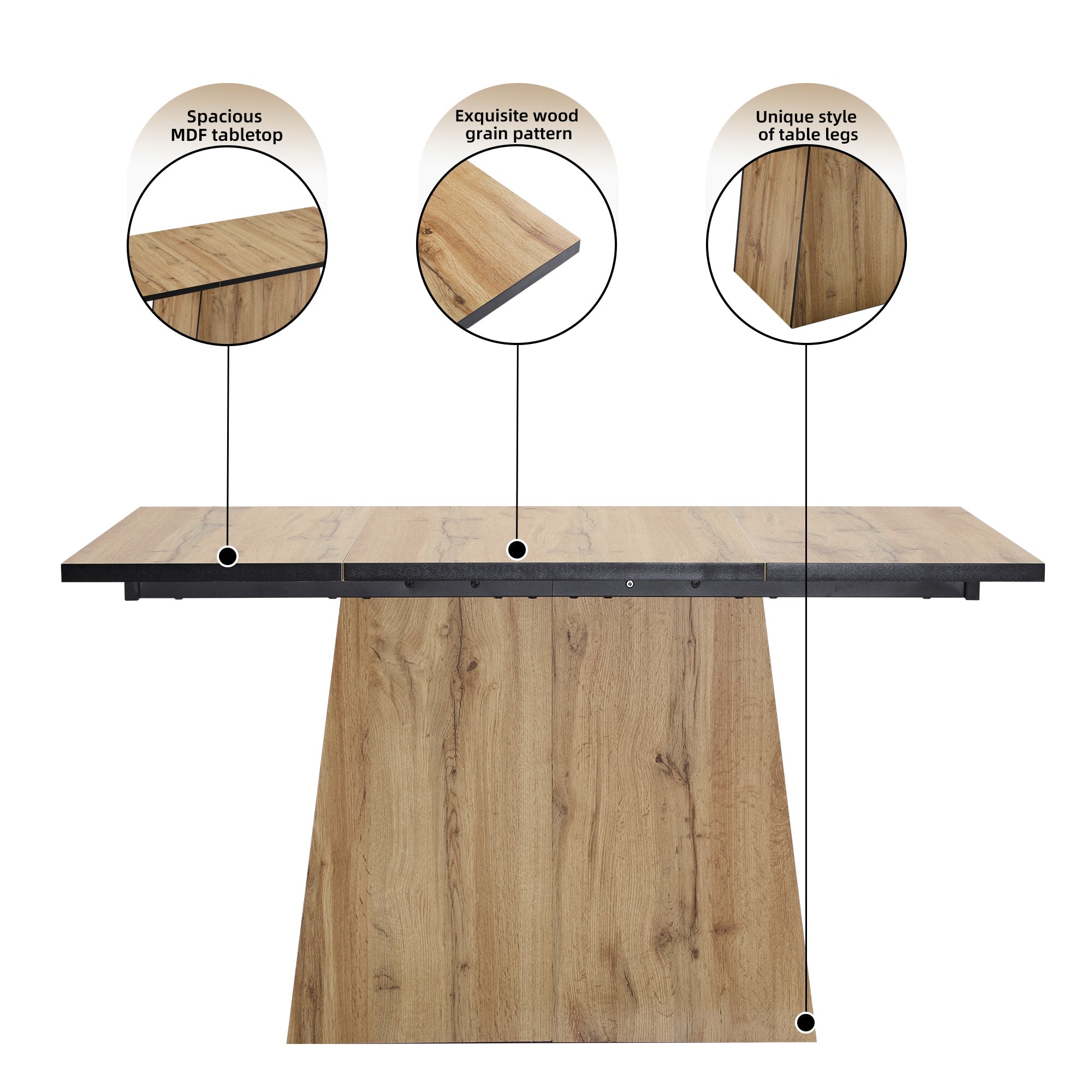 Logidon Modern dining table bistro table 138x80x75 cm MDF light brown