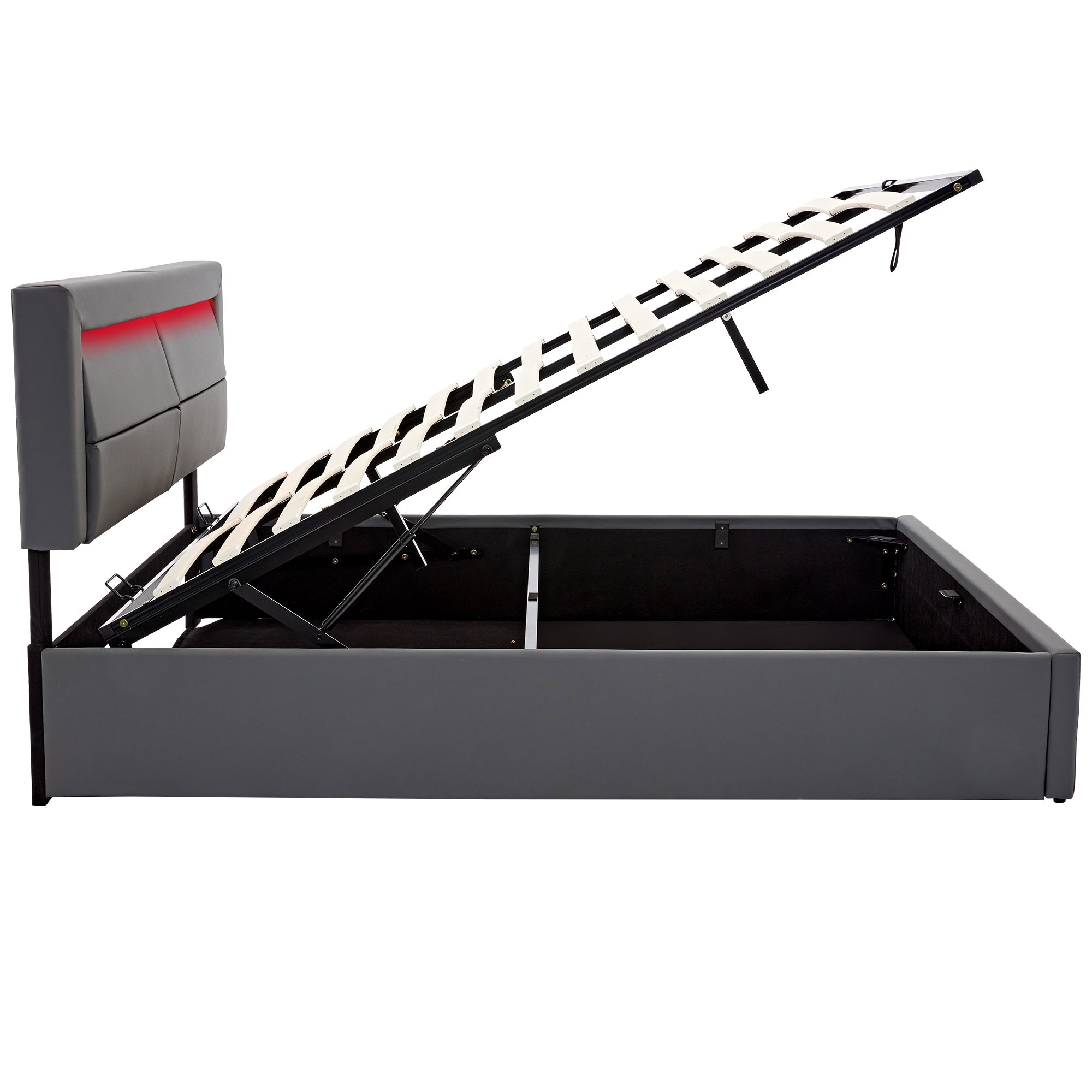 Logidon gestoffeerd bed 160x200 cm grijs met USB oplaadpunten LED verlichting