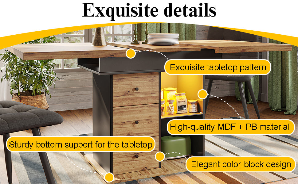 Logidon eettafel telescopisch uitschuifbaar 110-140×80 cm met LED verlichting