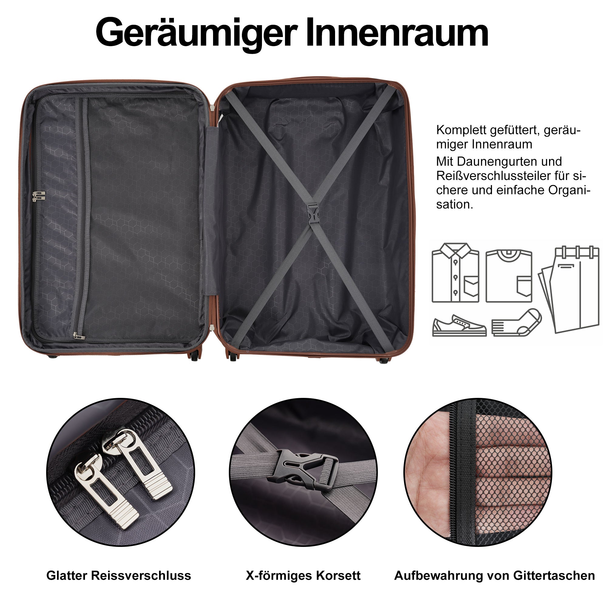Logidon Hardshell Koffer 28 Inch Donkergroen Bruin TSA 4 Wielen