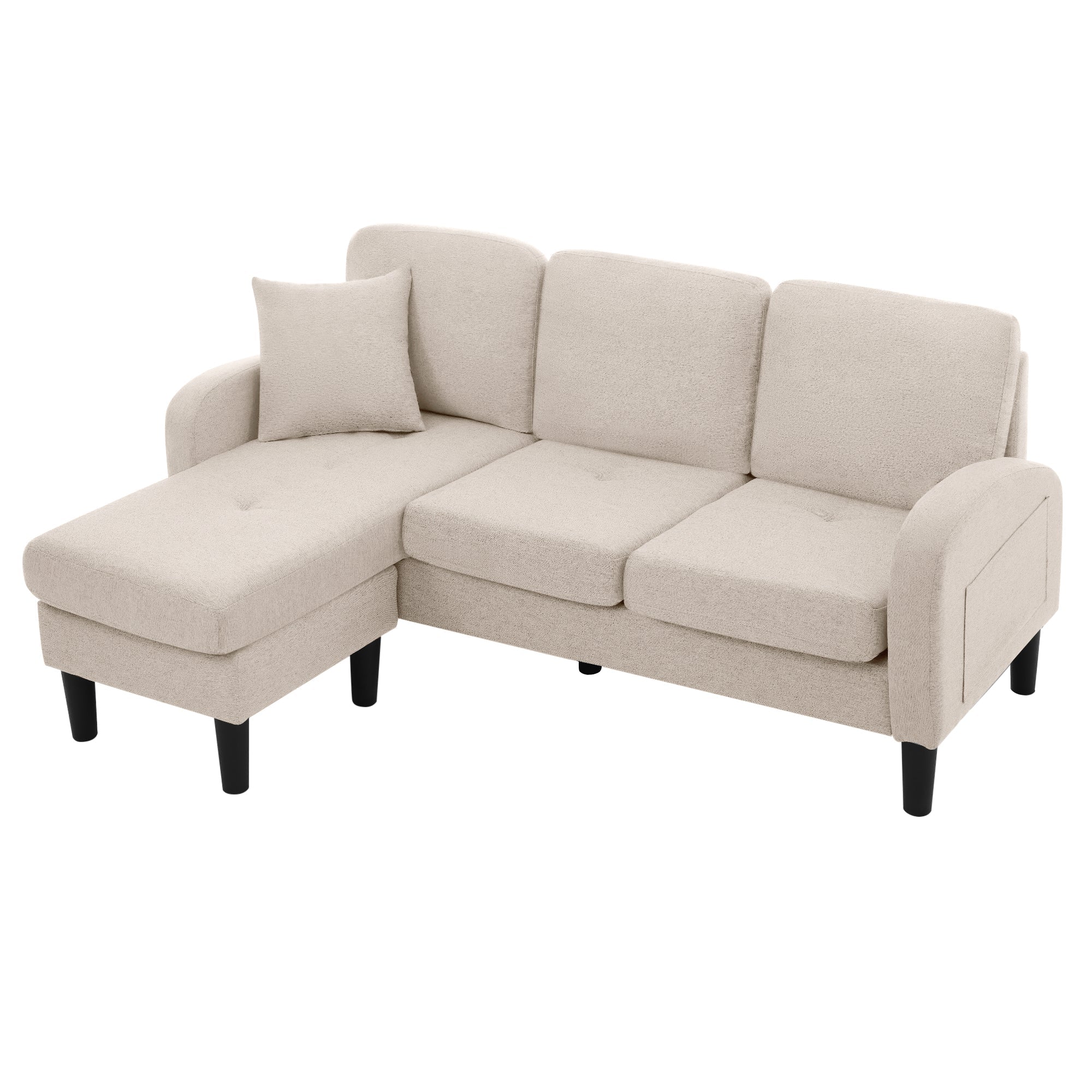 Logidon L hoekbank met chaise longue 3-zits beige 166x118x77 cm