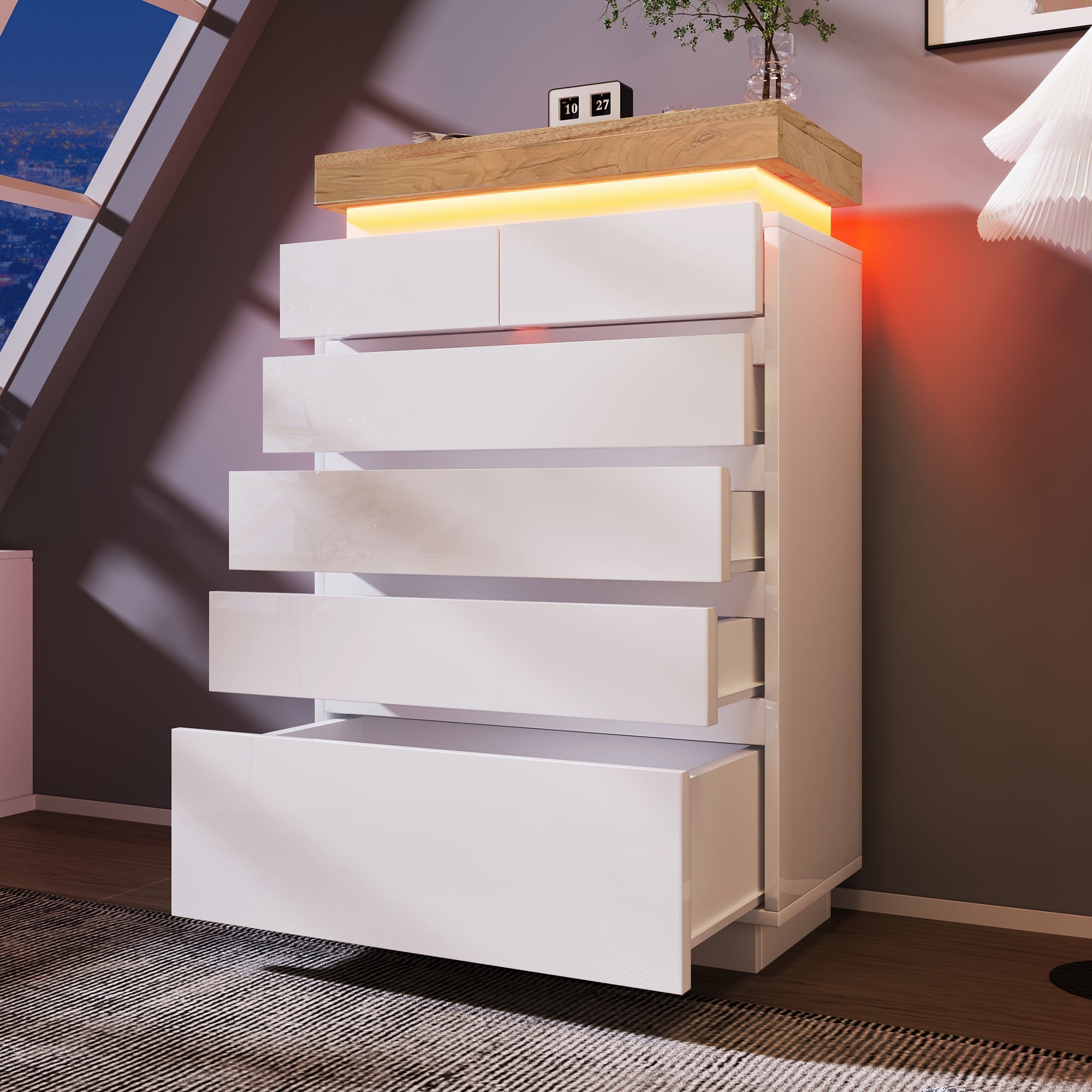 Logidon sideboard 6 drawers white 115x73x39 cm LED app control