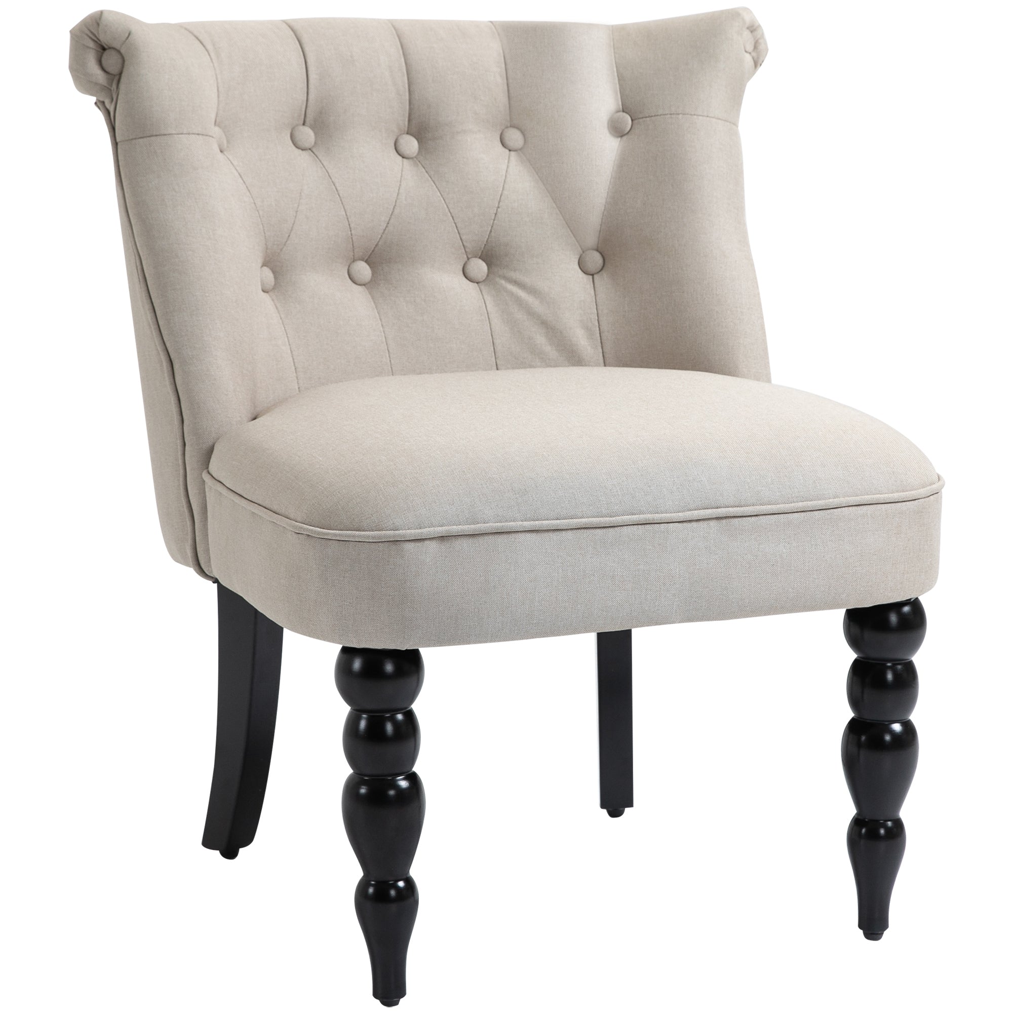 Logidon relaxstoel beige linnen hoes houten frame zwart 67x67x78 cm