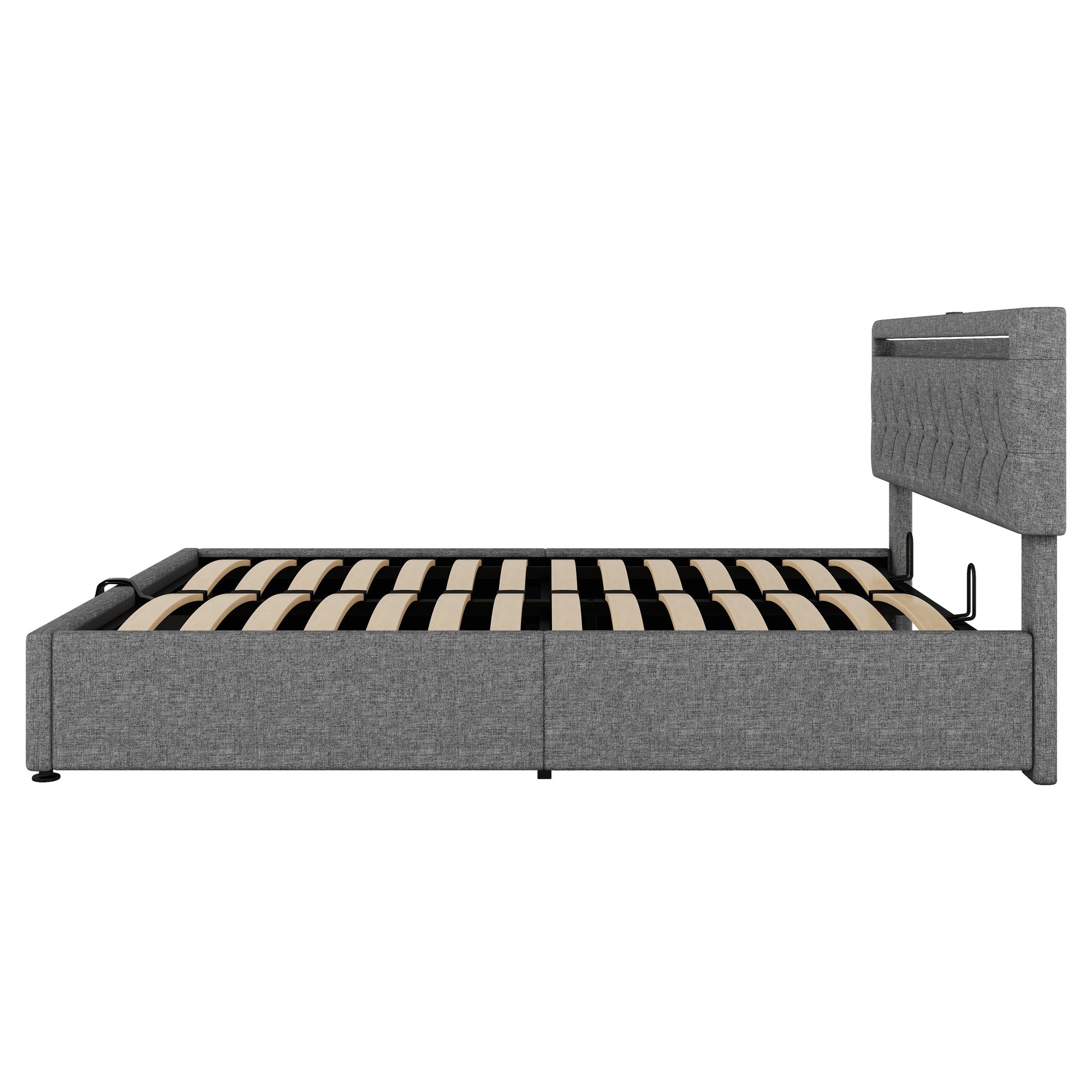Logidon grijs gestoffeerd bed 160x200 cm met LED Ambient USB-C
