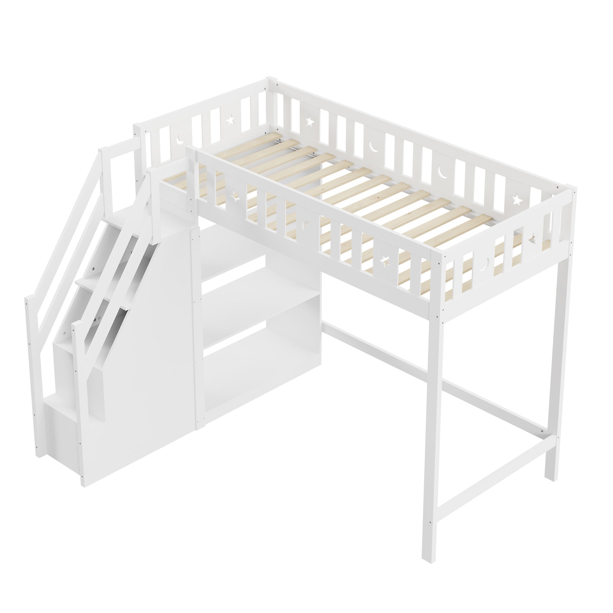 Logidon hoogslaper 90x200 cm wit met opbergladder en planken