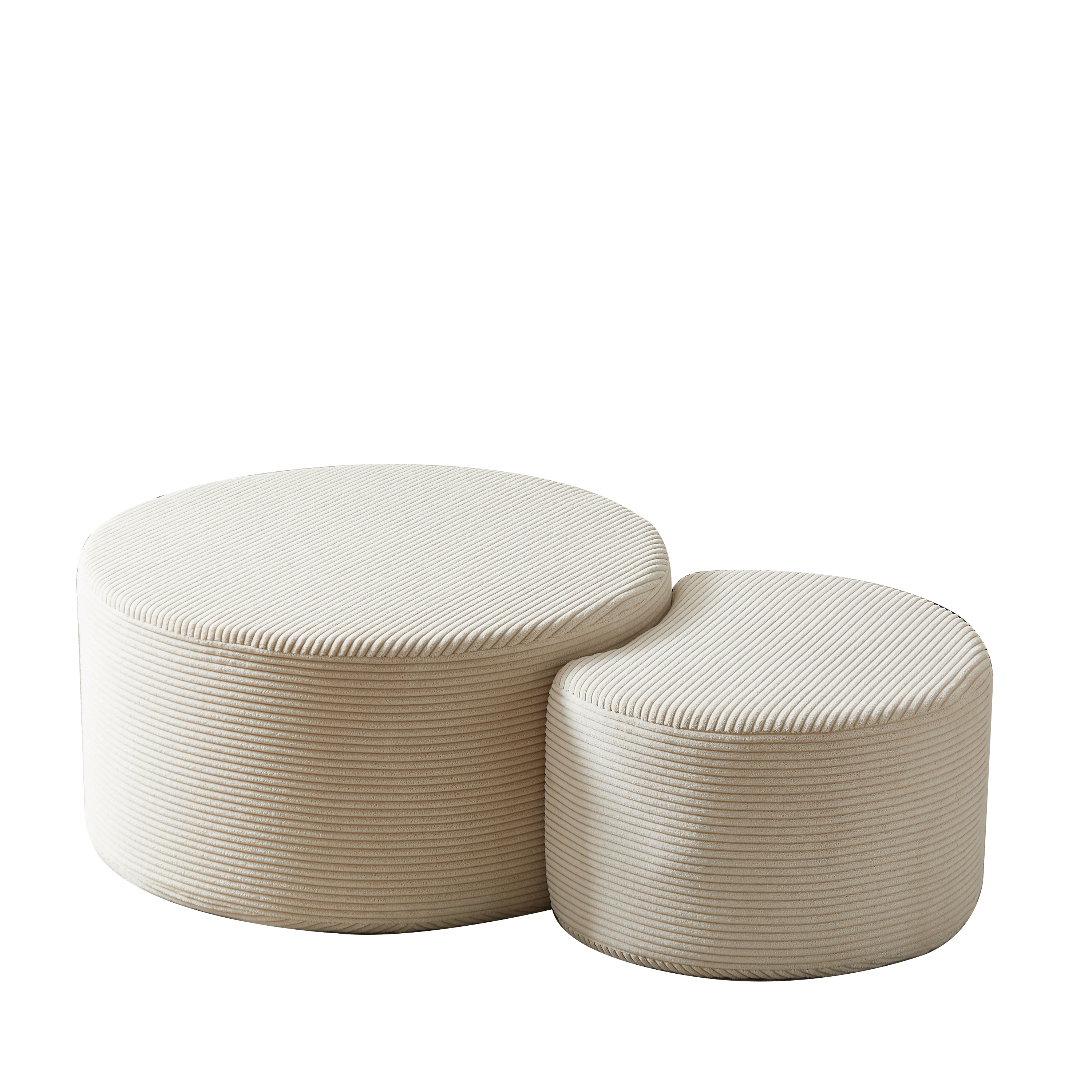 Logidon salontafelset van 2 rond gewatteerde beige stof
