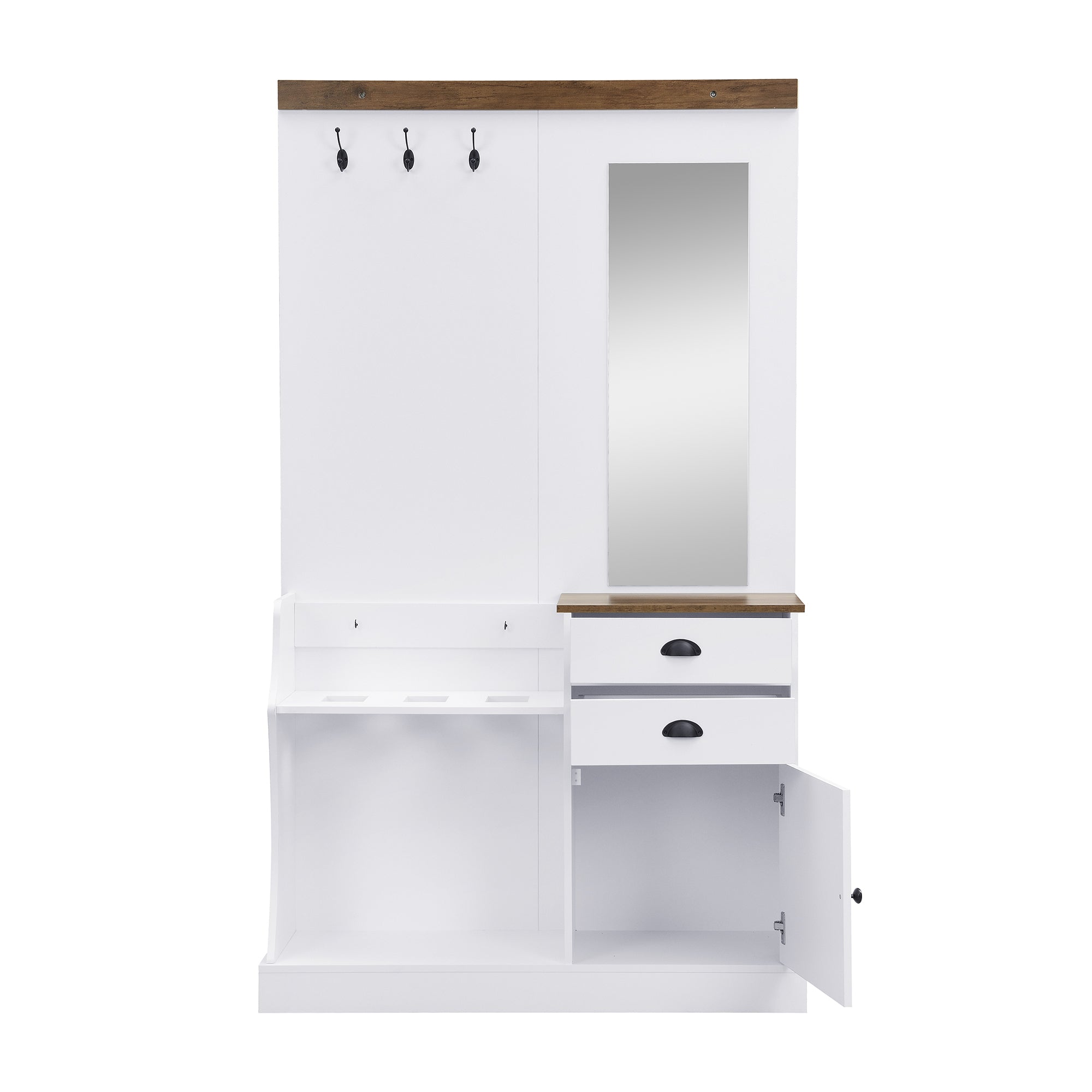 Logidon Kledingkastset Met Spiegel, Haken En Laden Wit 110x38x191 cm