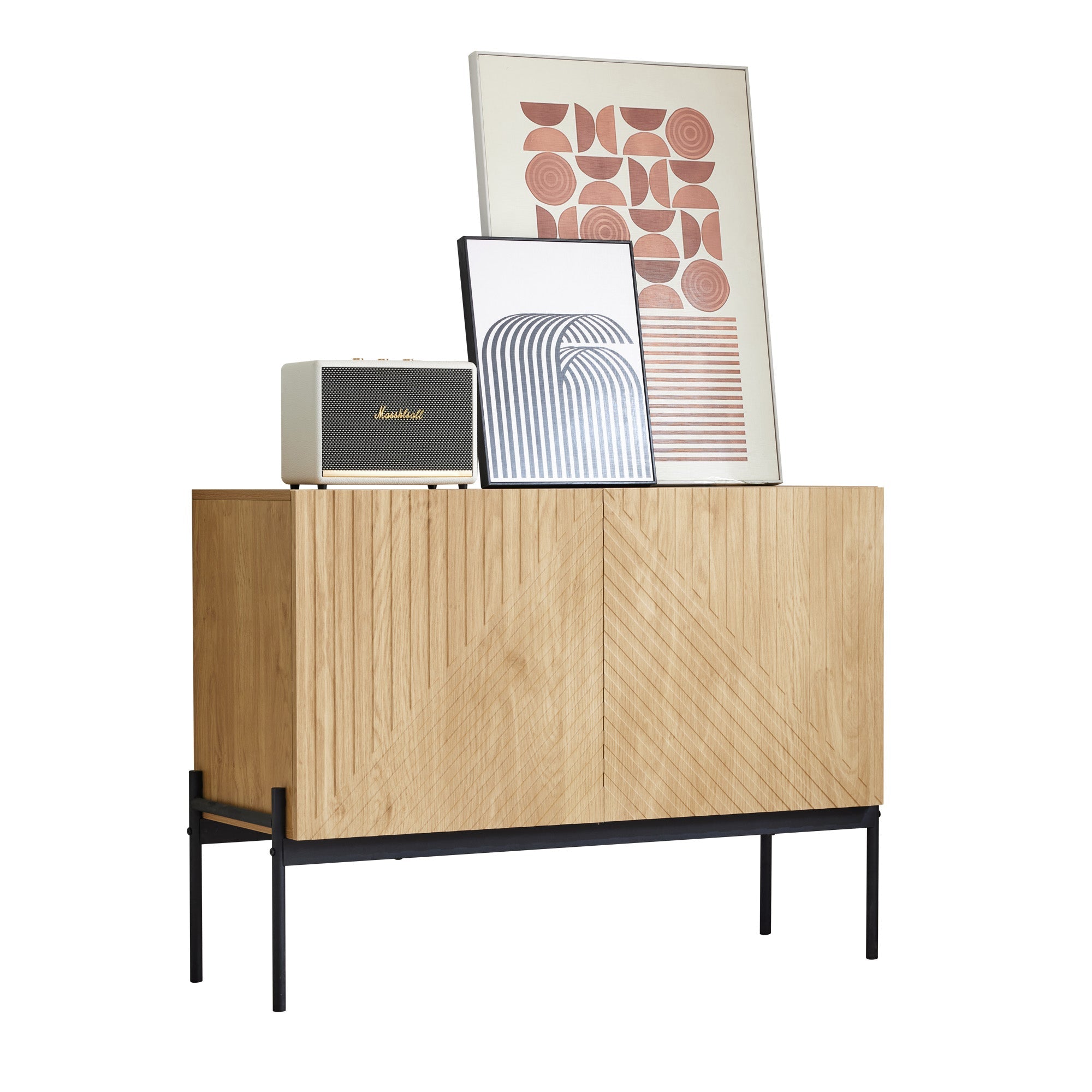 Logidon dressoir naturel, 2 deuren, metalen poten, H75 B100 D40
