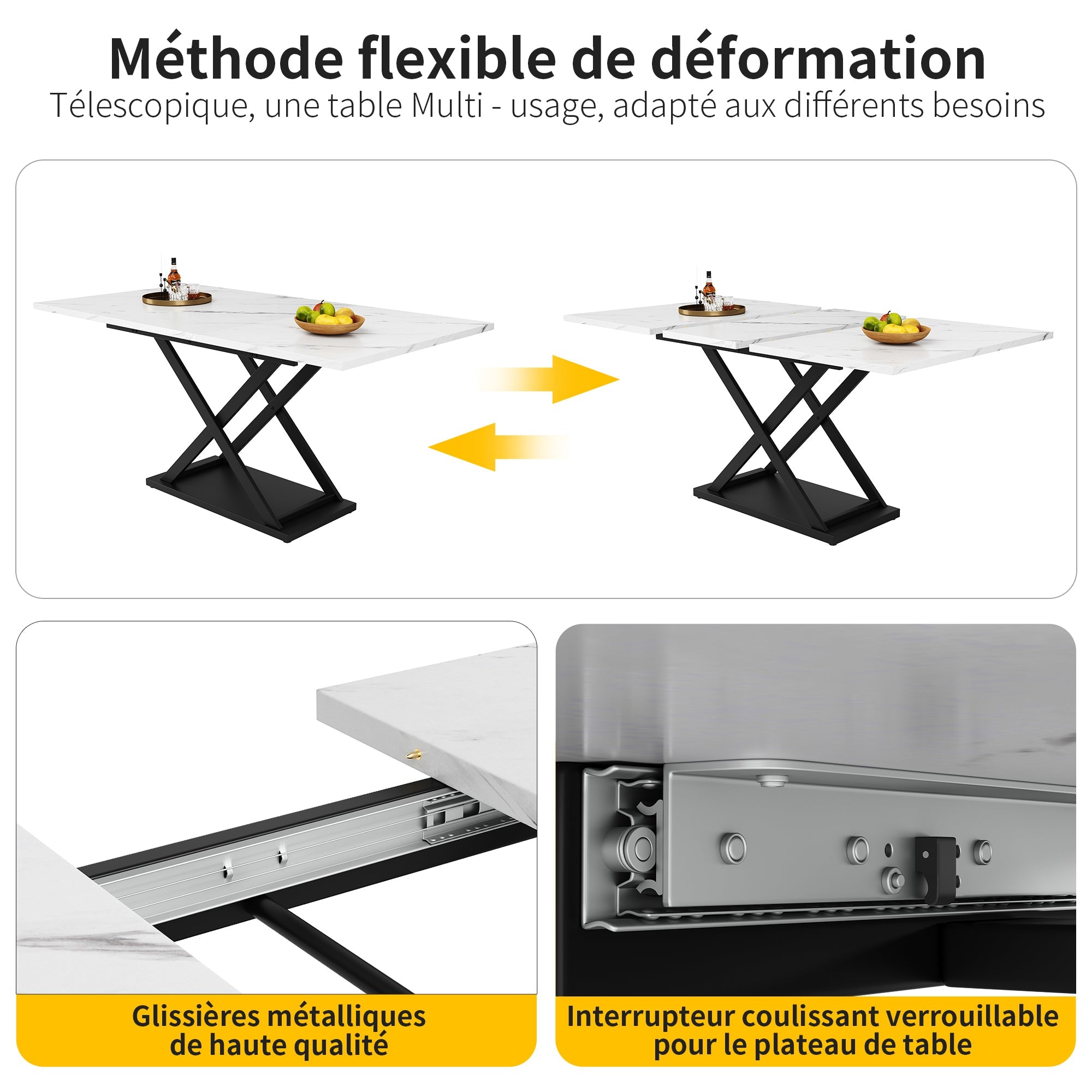 Logidon uitschuifbare eettafel 120-160 x 80 cm wit marmerlook