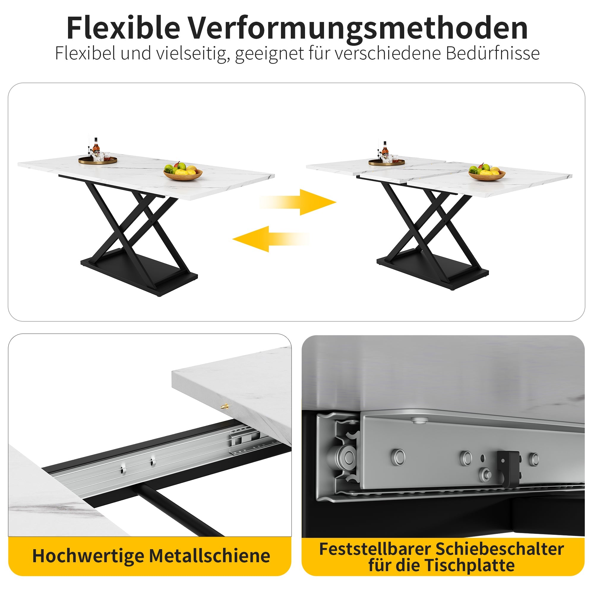 Logidon uitschuifbare eettafel 120-160 x 80 cm wit marmerlook