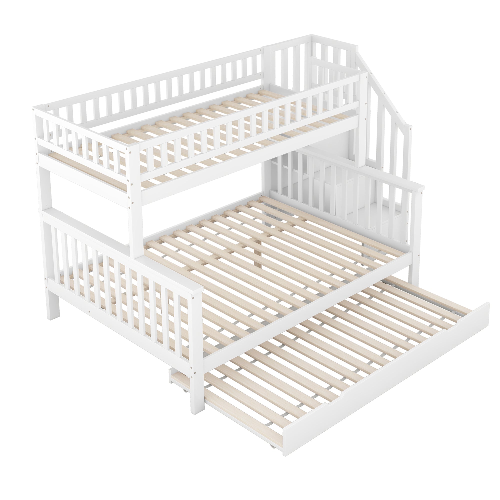 Logidon stapelbed wit 90x200 en 140x200 met rolcontainertrap