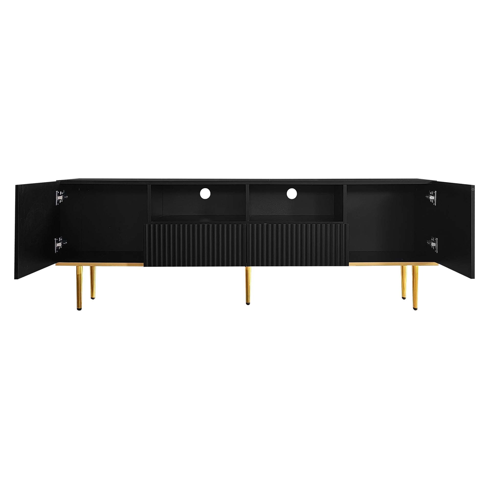 Logidon Modern TV-meubel 165 cm Zwart met Gouden Voeten en Rand