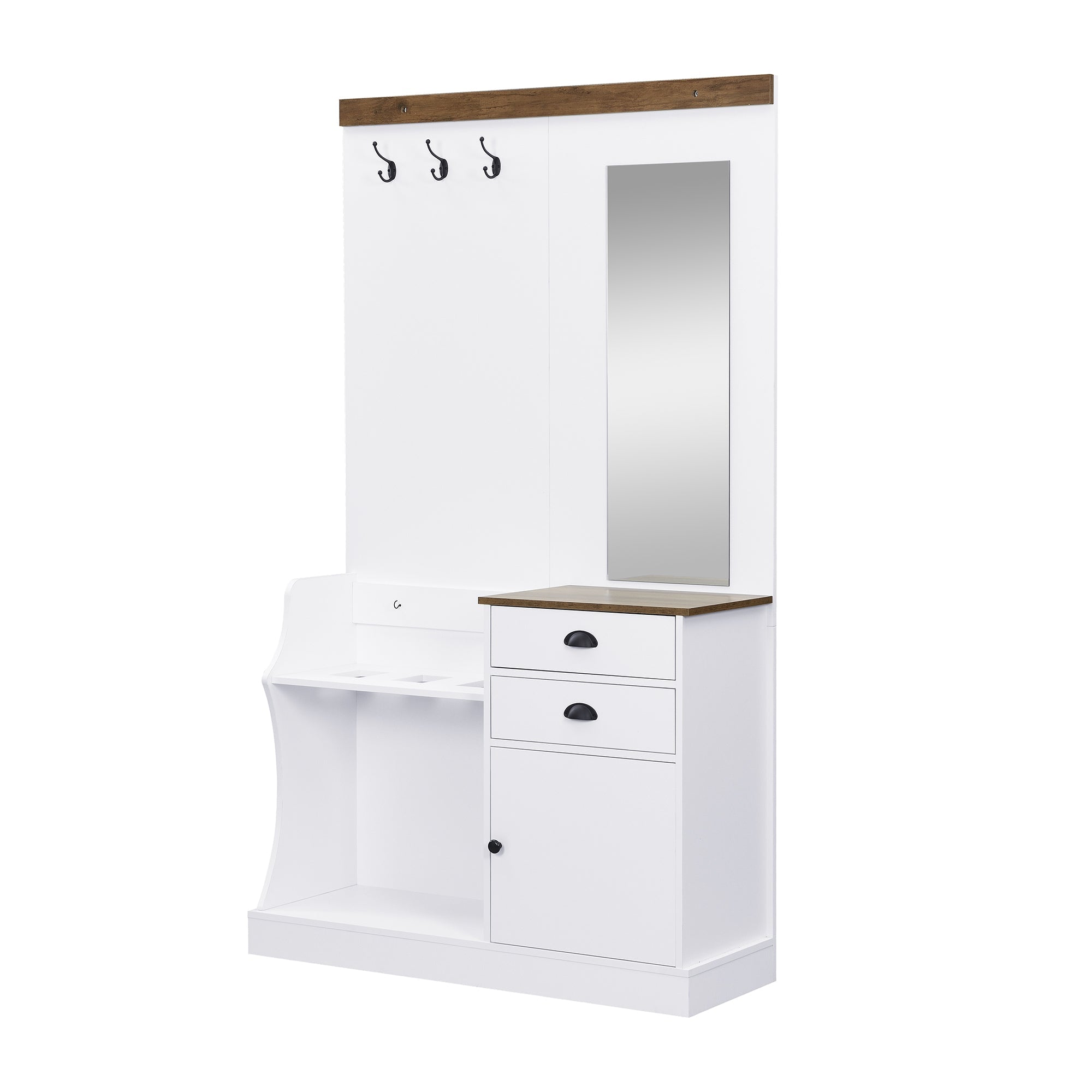 Logidon Kledingkastset Met Spiegel, Haken En Laden Wit 110x38x191 cm