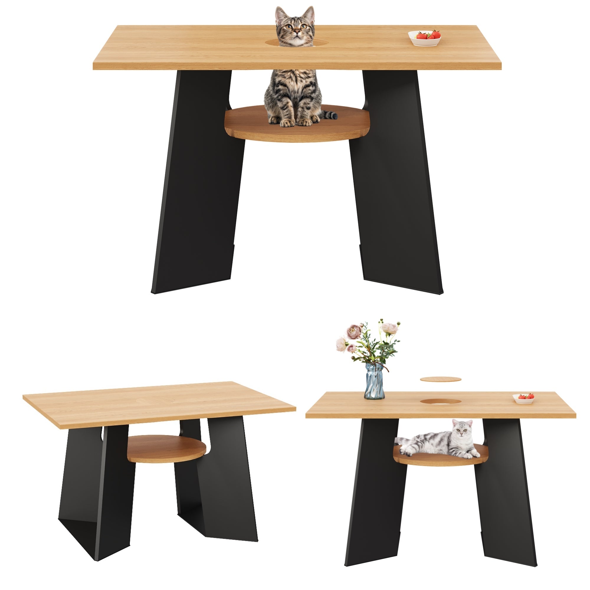 Logidon Huisdiervriendelijke eettafel met huisdierzone 130x85x75 cm