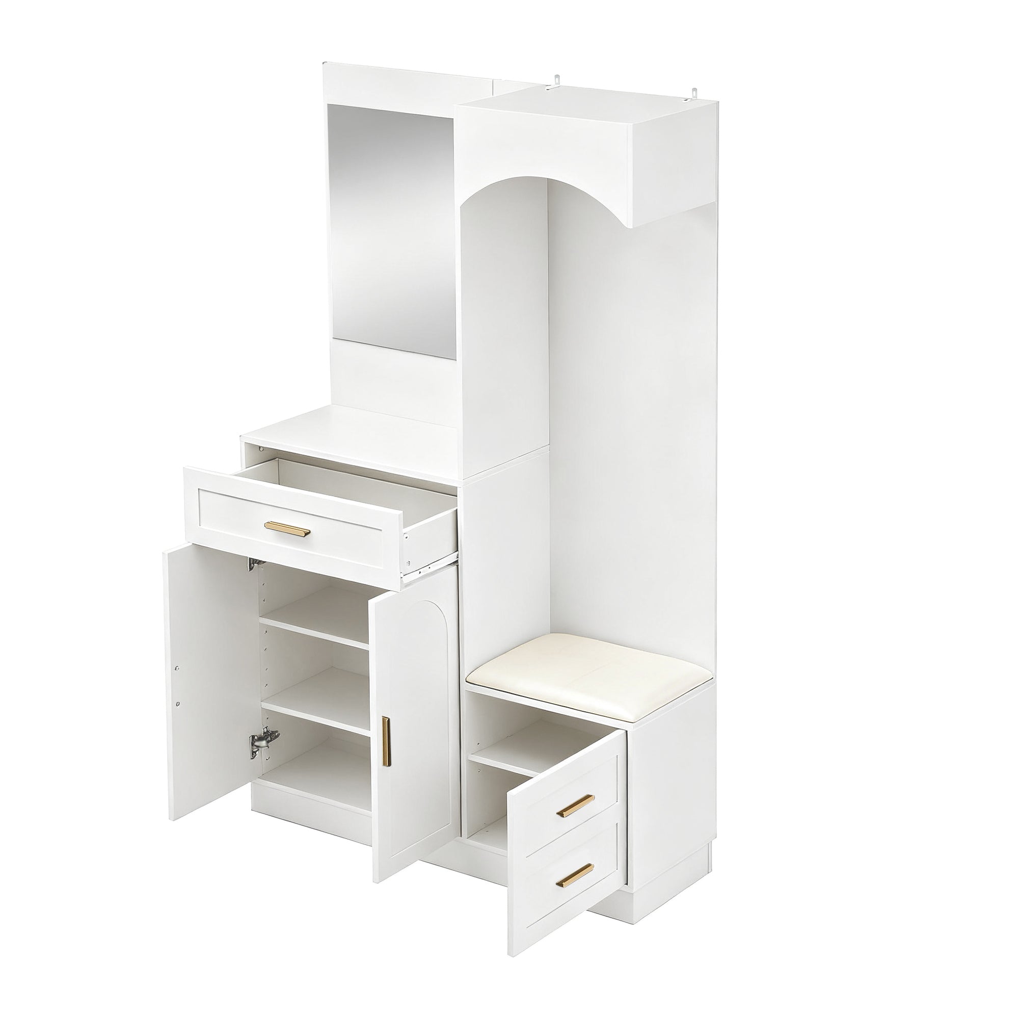 Logidon Moderne Kledingkastcombinatie Met Spiegel Wit 110x33x185 cm