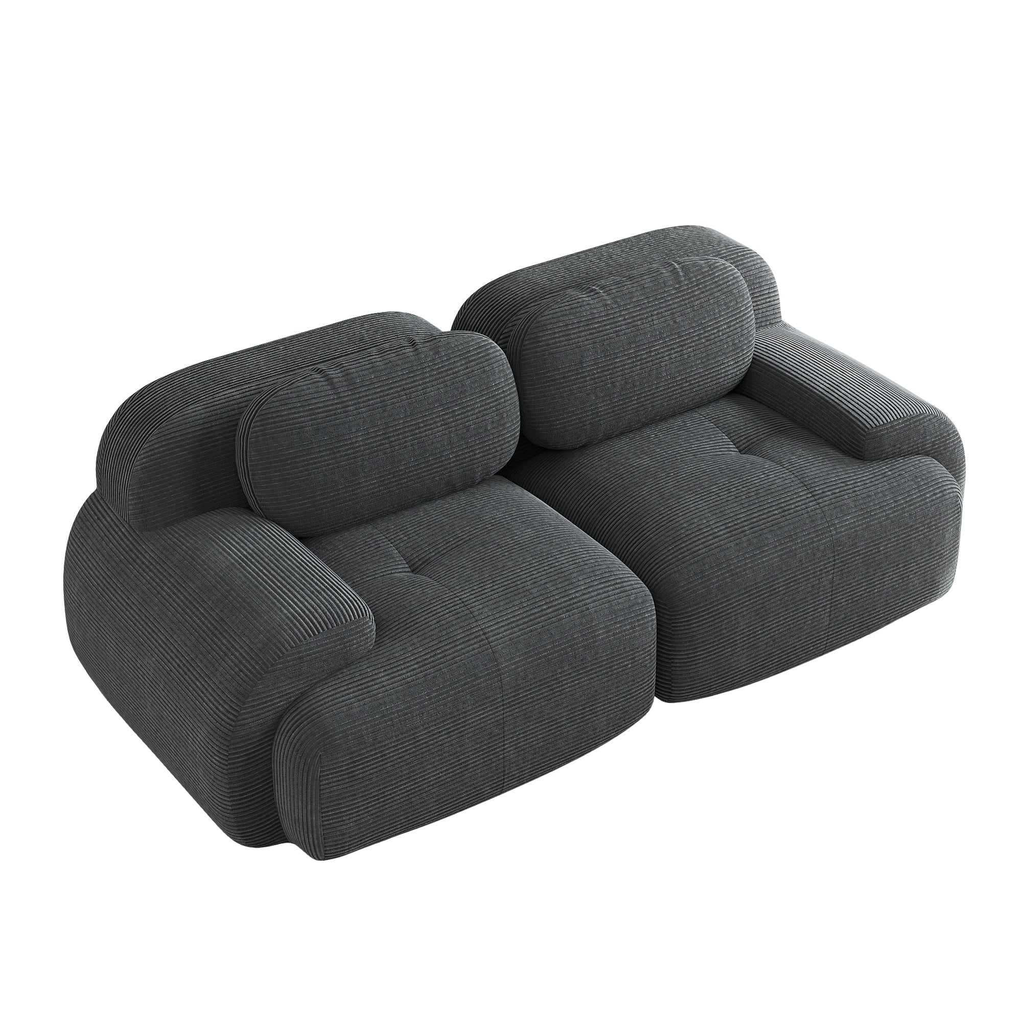 Logidon 208 centimeter loveseat bank grijs corduroy modulair ontwerp