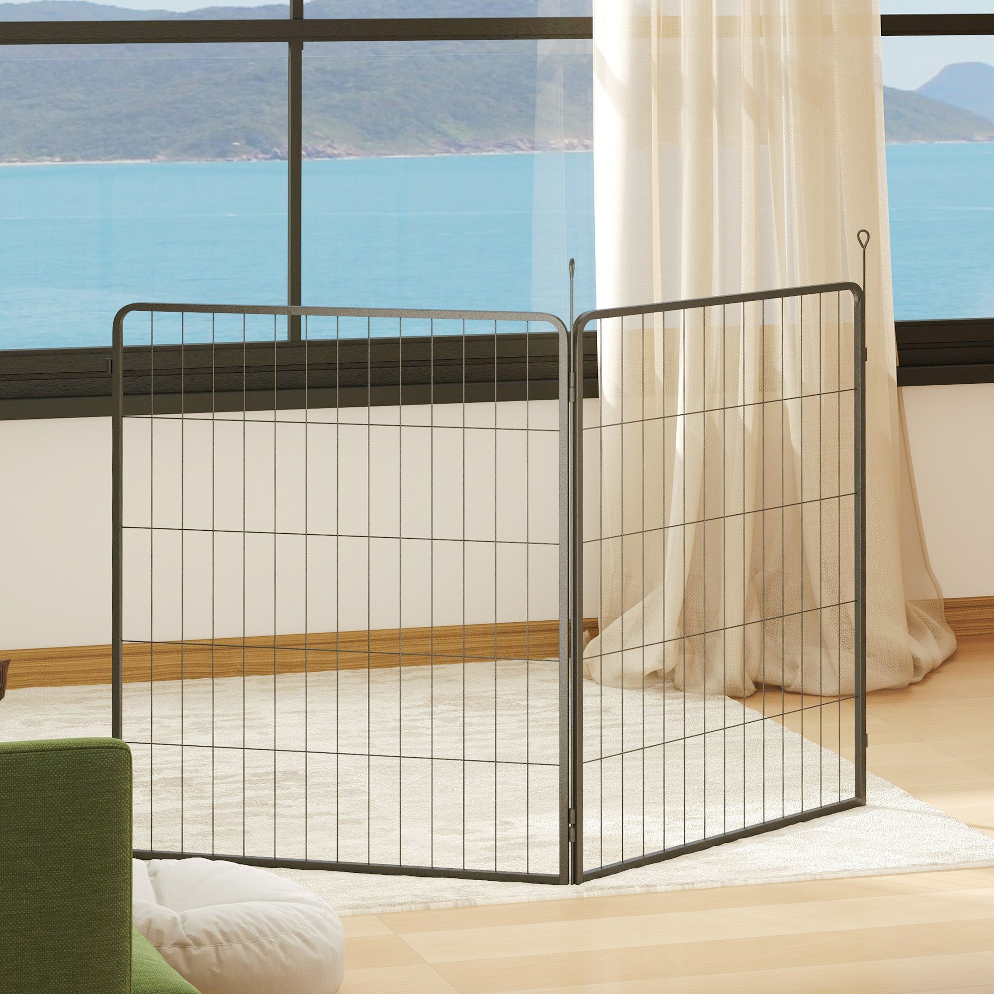 Logidon set van 2 aanbouw hondenhekpanelen 80 x 100 cm staal zwart