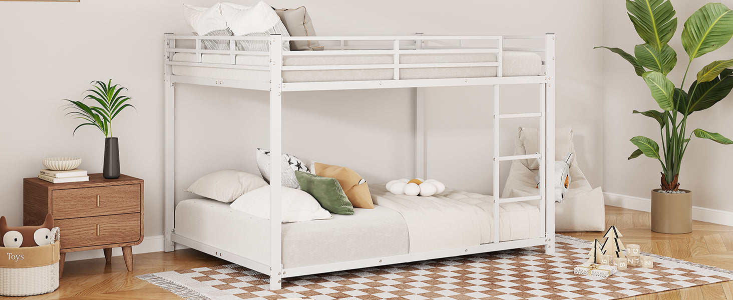 Logidon Bunk Bed 140x200 Metal White Safety Railing