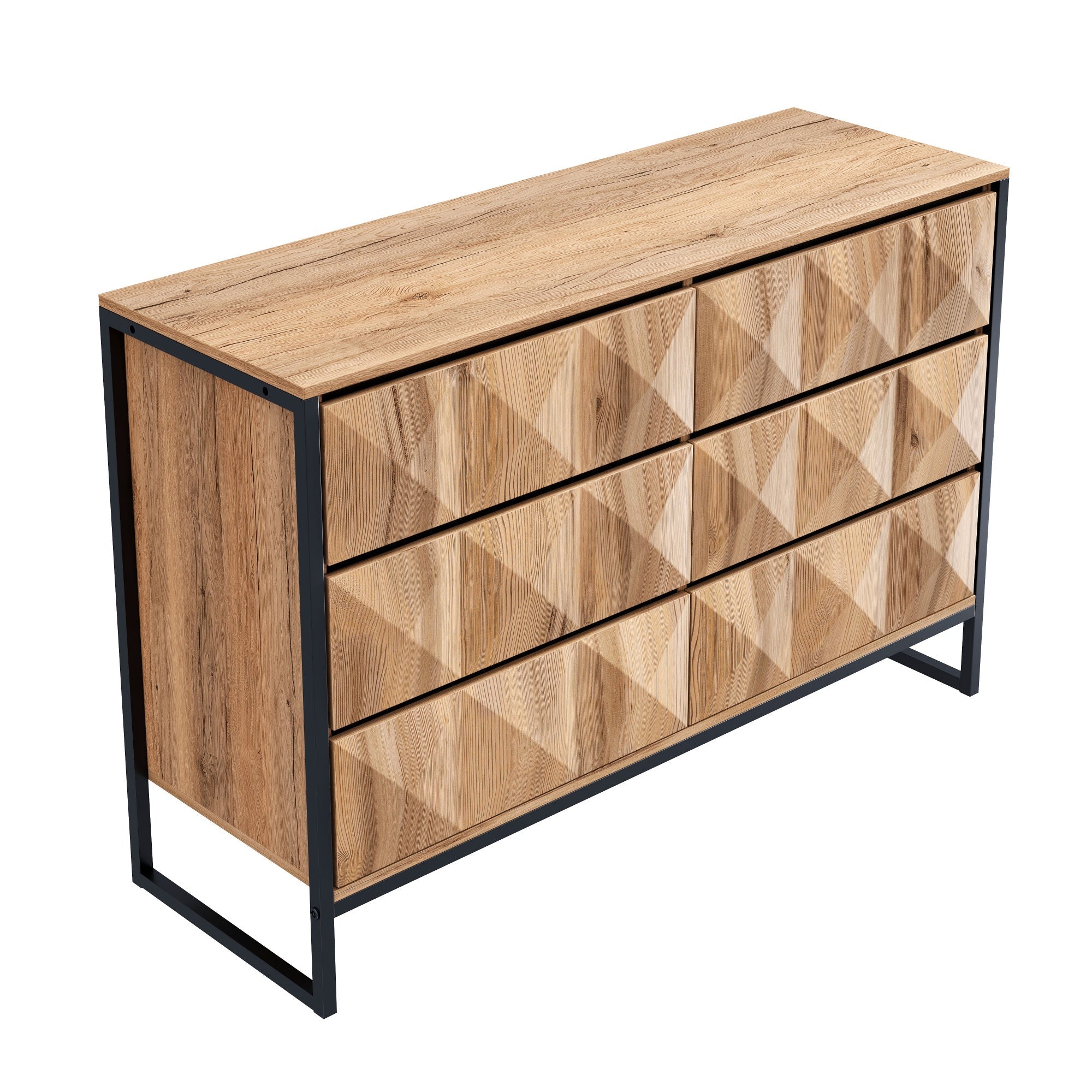Logidon dressoir 120x40x80 zwart houtlook 6 lades