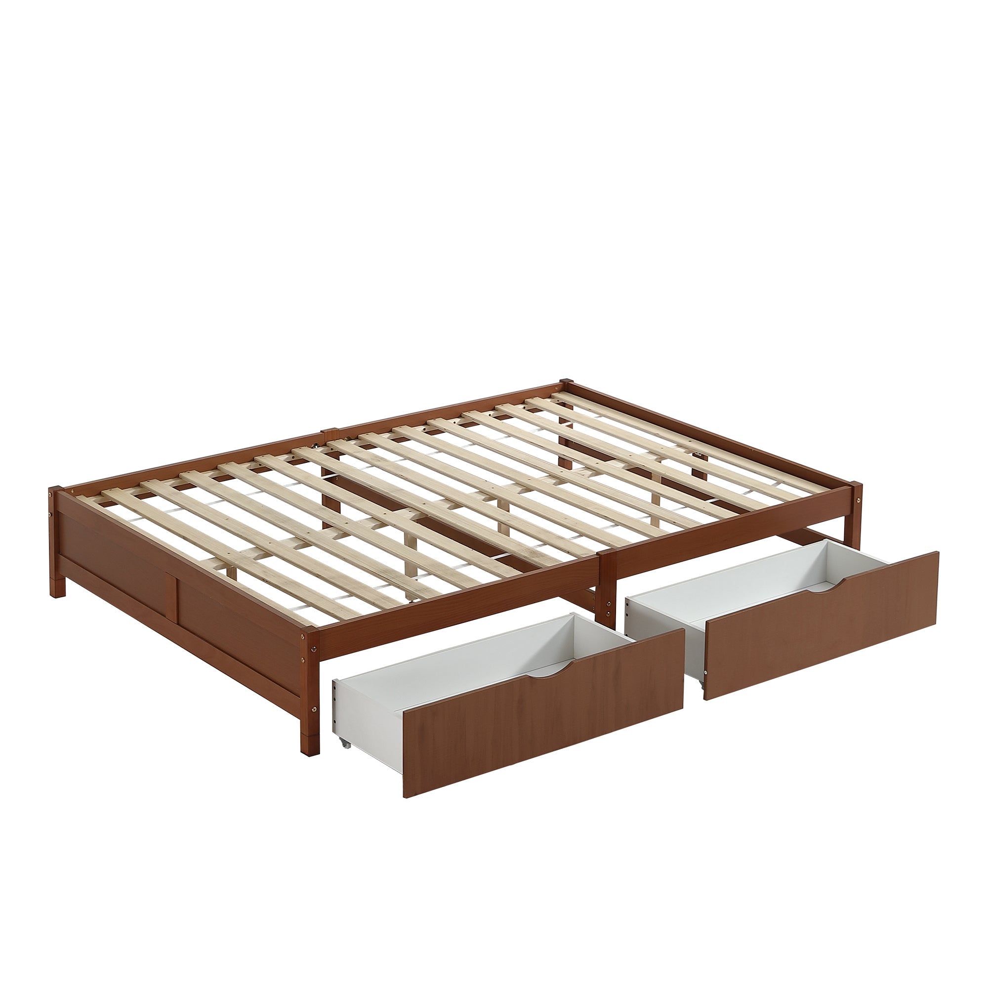 Logidon Kinderbed Vintage Hout Roodbruin 140x200 cm met twee lades