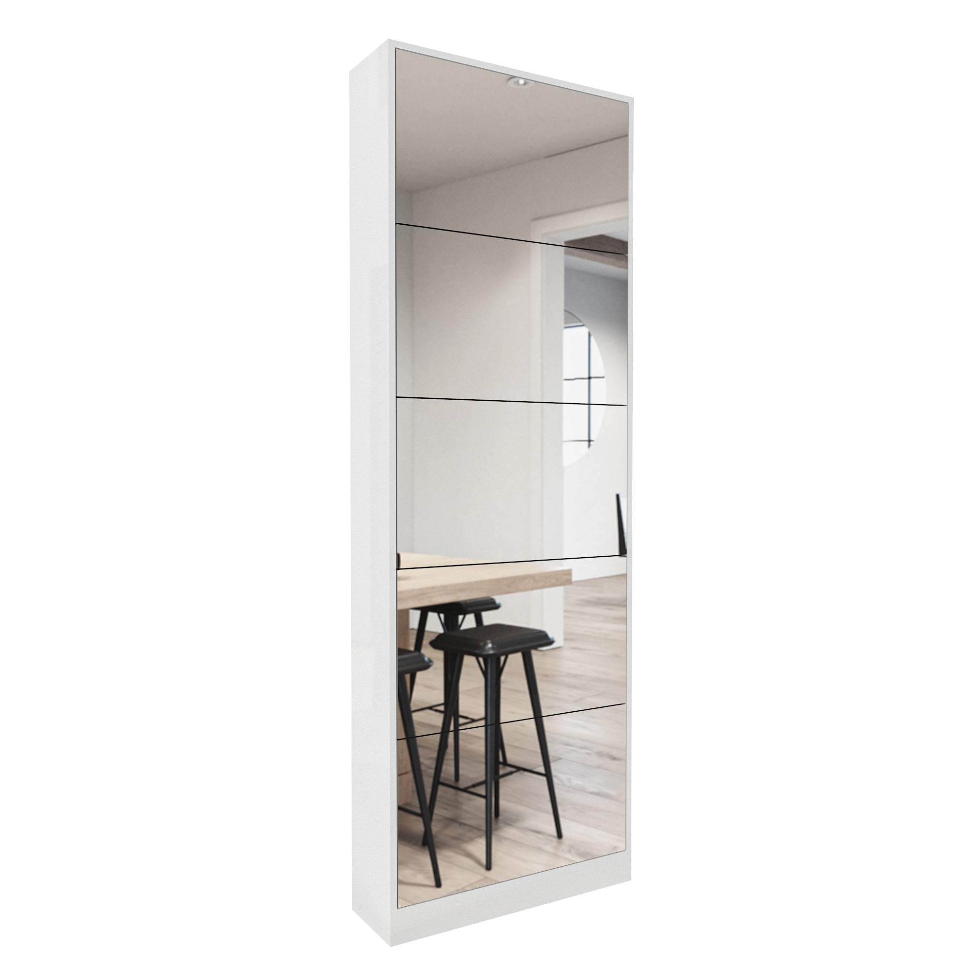 Logidon Schoenenkast met Spiegel Modern Smal 185 cm Wit