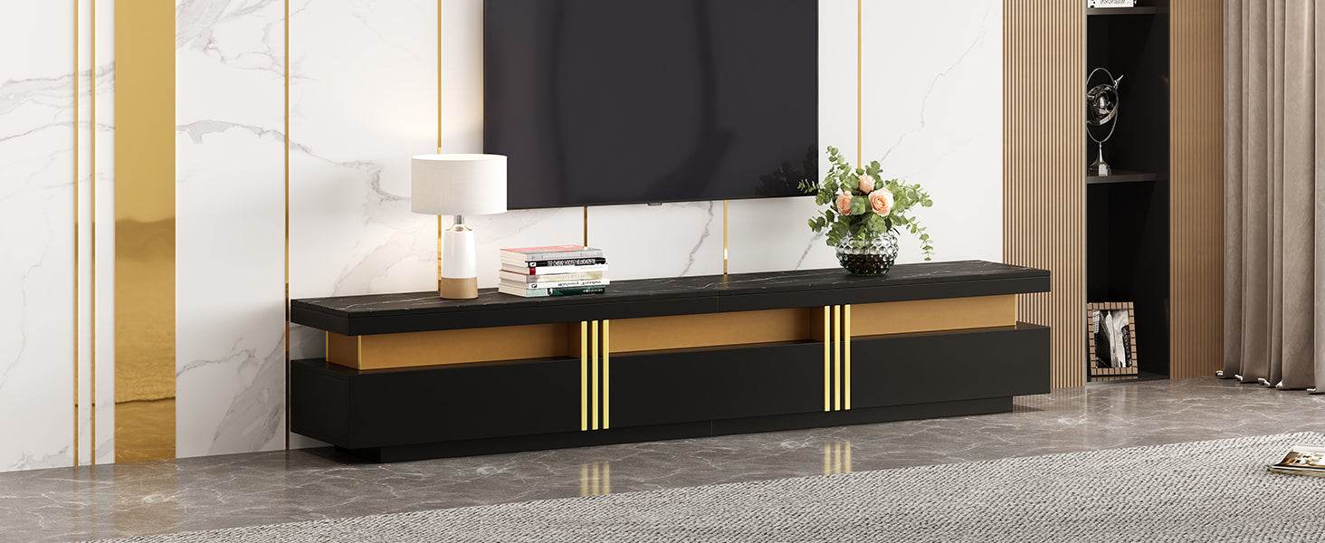 Logidon Zwarte tv-wandmeubelset 2 tv-kast salontafel marmerlook