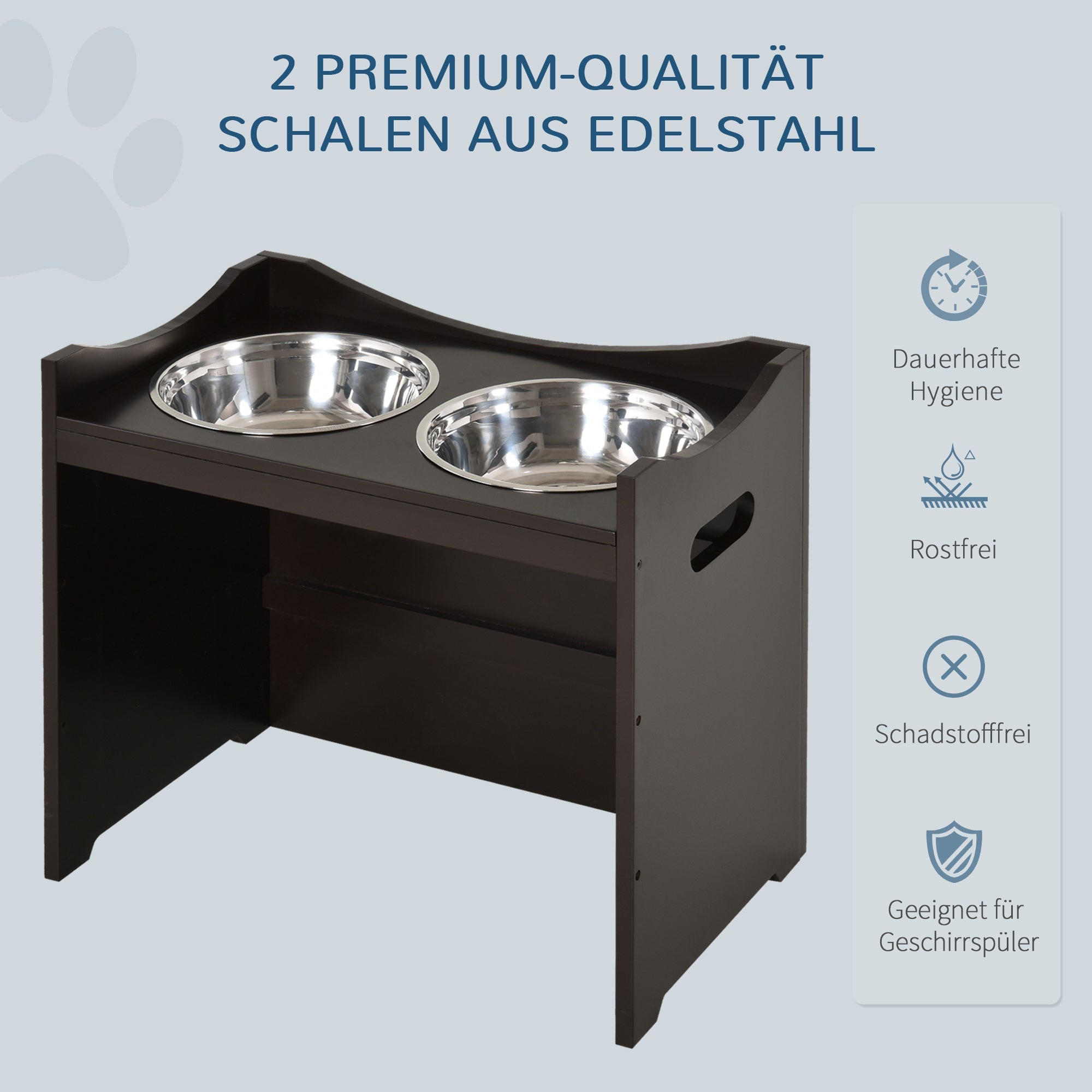 Logidon In hoogte verstelbare voerbak voor honden MDF donkerbruin 54x31,5x47cm