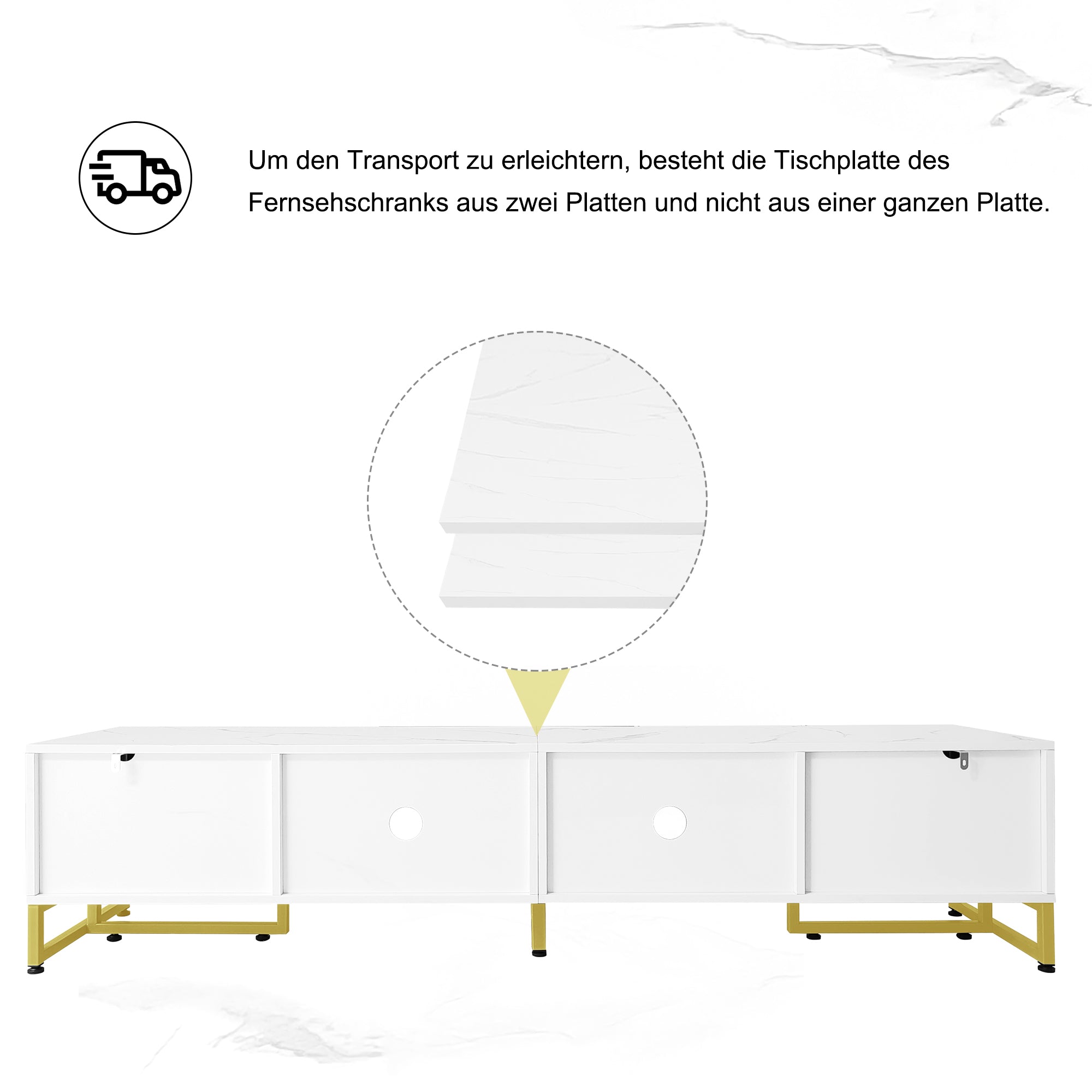 Logidon Elegant Wit TV-meubel 180x40x40 cm Gouden Trim