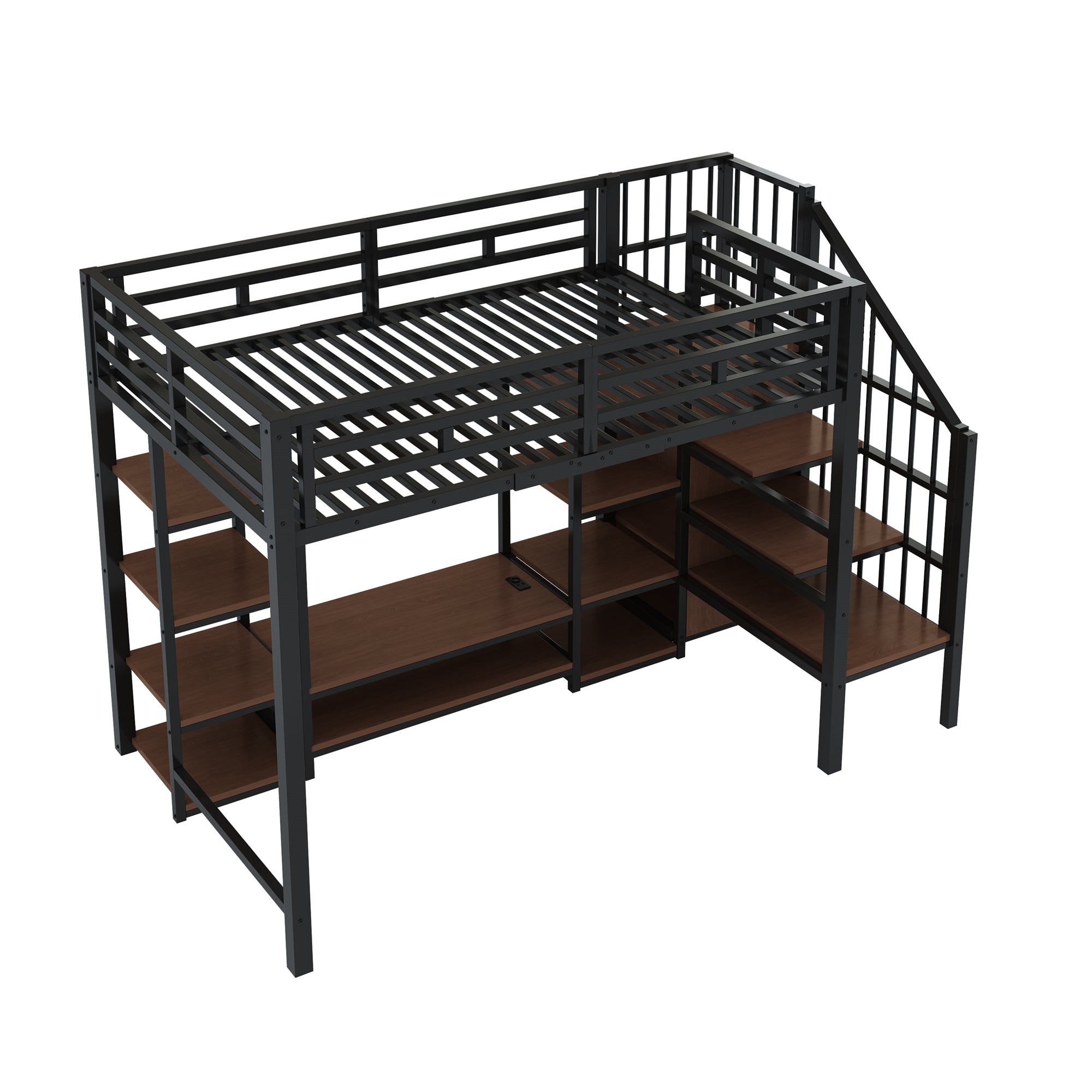 Logidon hoogslaper 90x200 met tv-meubel en stopcontact zwart