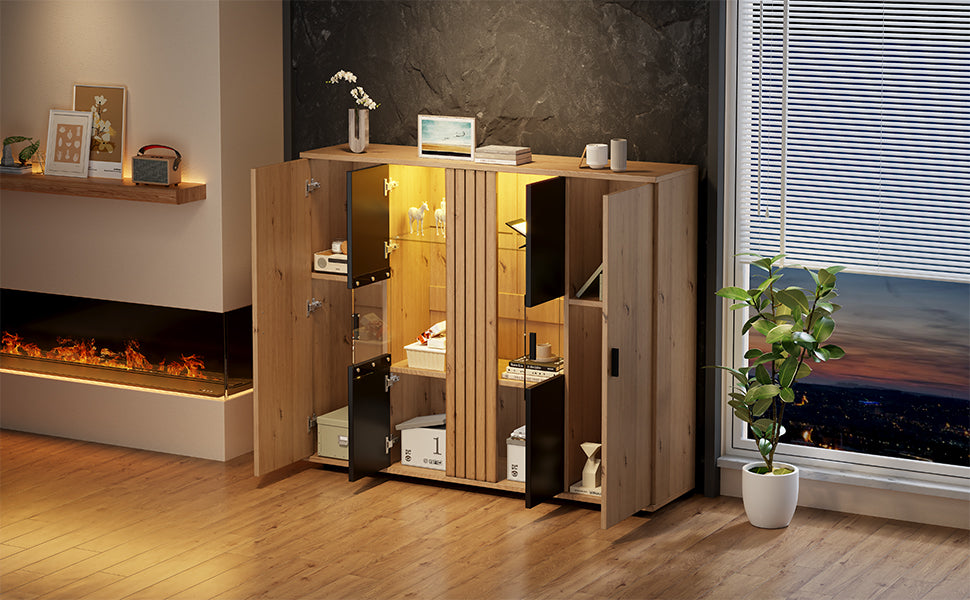 Logidon sideboard 140 x 35 x 113 cm Adjustable dividers 4 doors